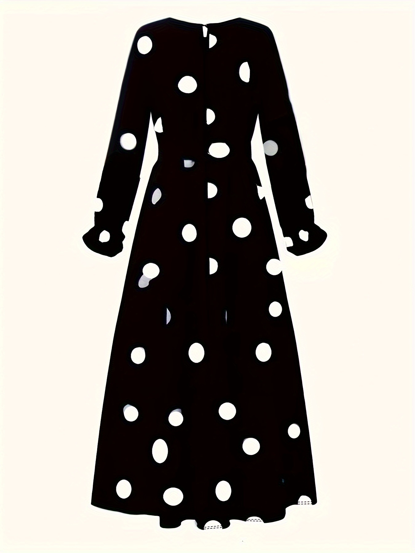 polka dot print crew neck dress elegant long sleeve belted dress womens clothing details 1