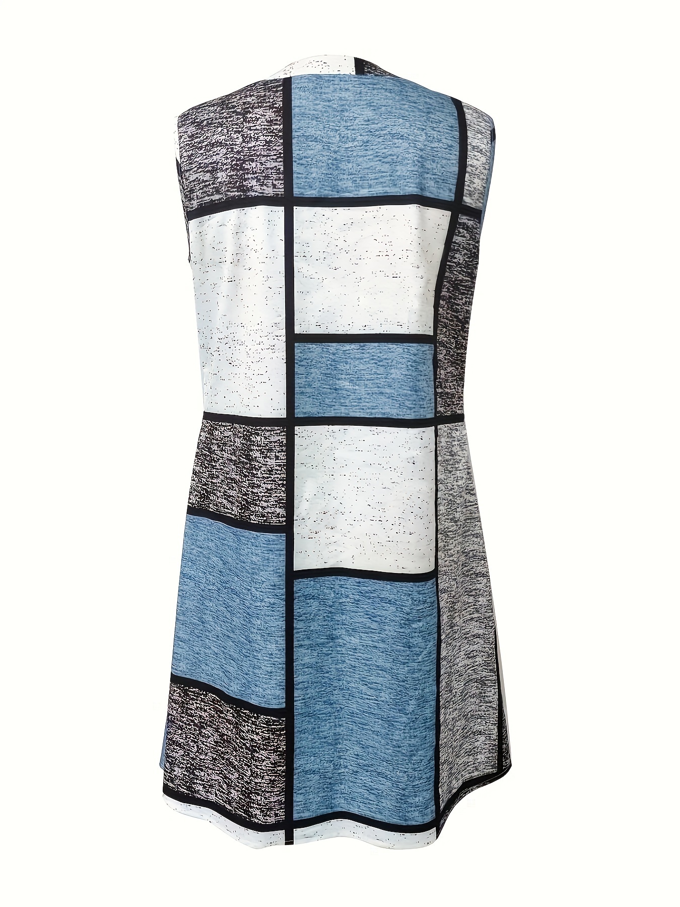 abstract ripple print dress casual v neck sleeveless dress womens clothing details 1