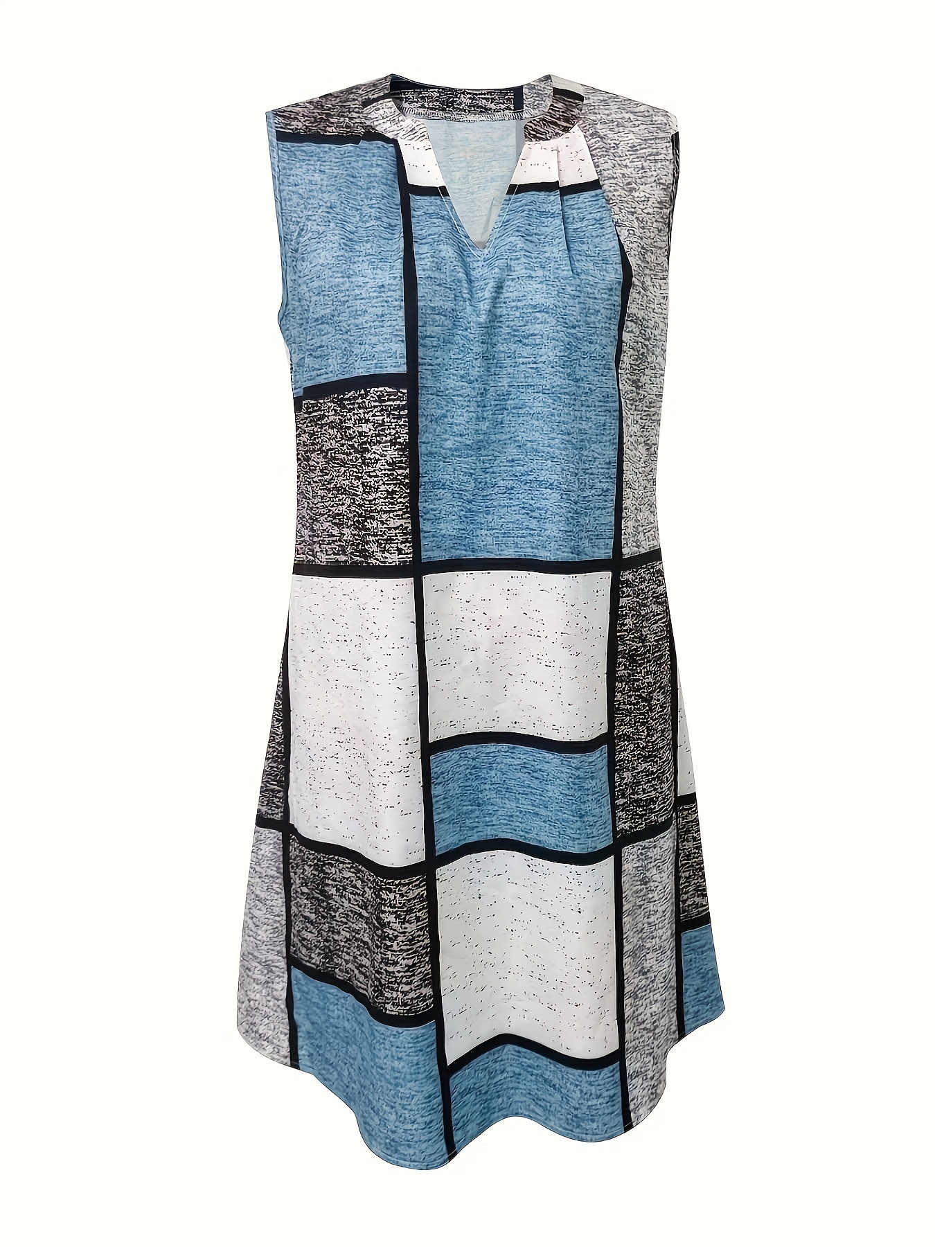 abstract ripple print dress casual v neck sleeveless dress womens clothing details 2