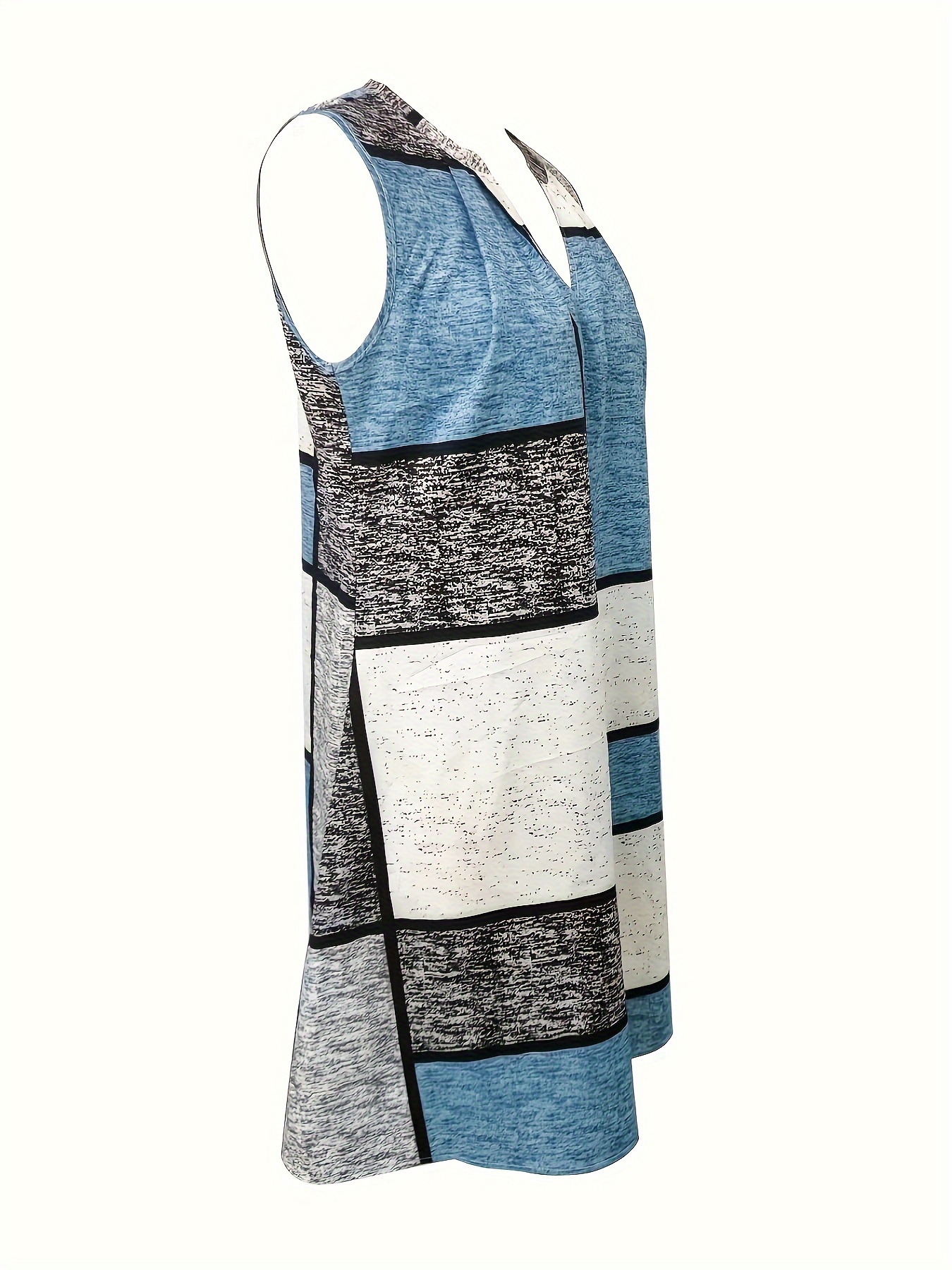 abstract ripple print dress casual v neck sleeveless dress womens clothing details 3