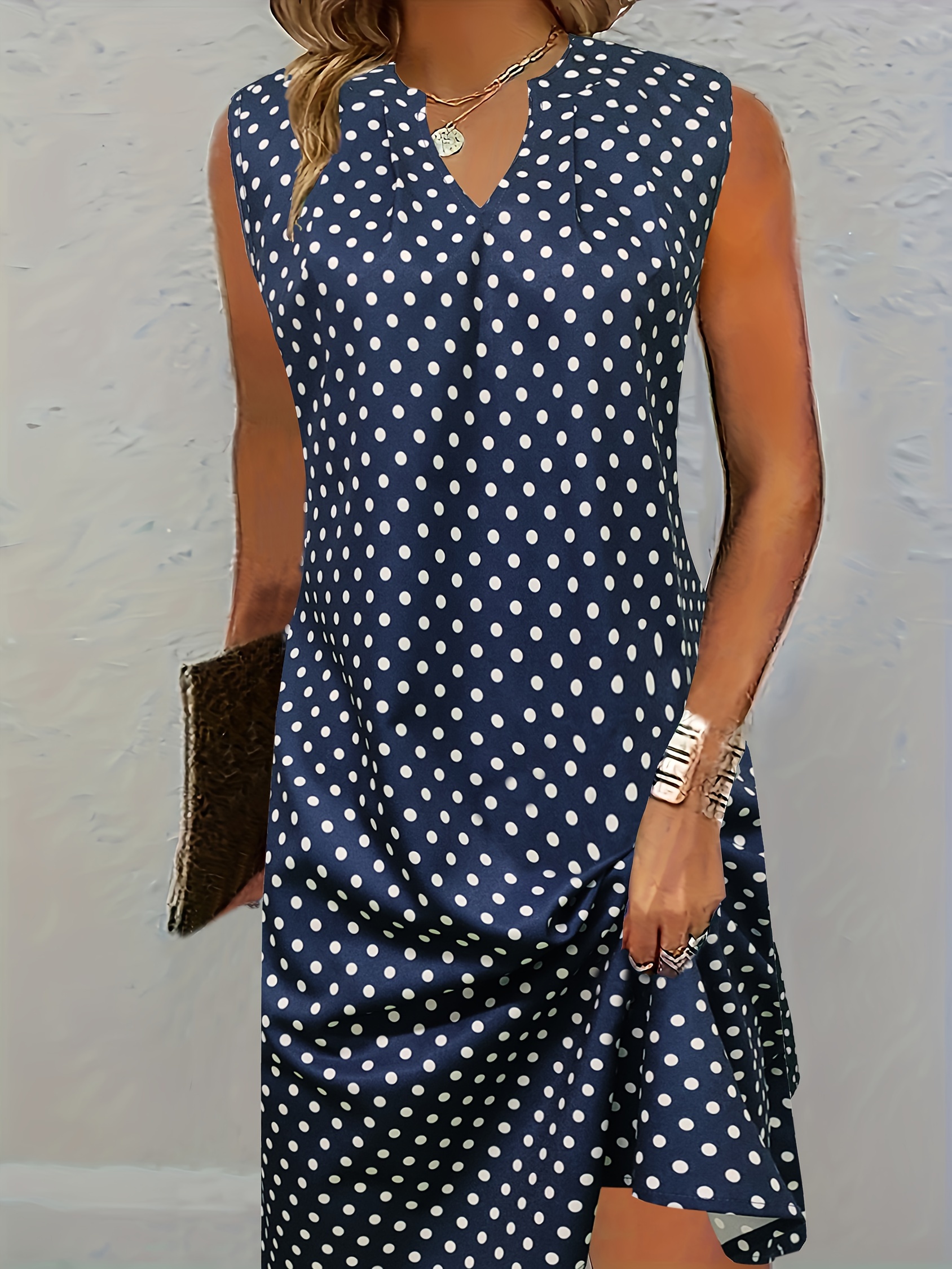 abstract ripple print dress casual v neck sleeveless dress womens clothing details 5