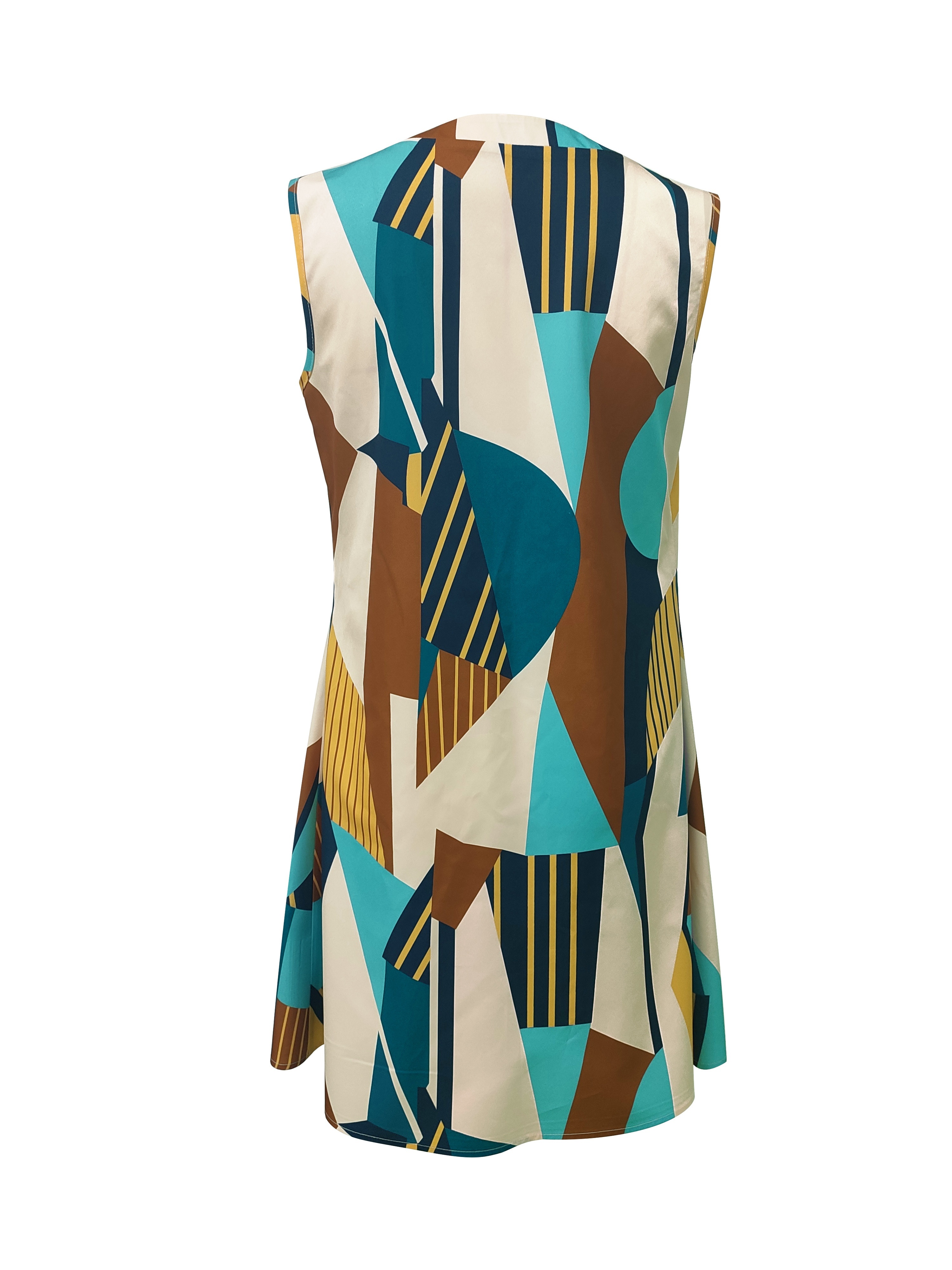 abstract ripple print dress casual v neck sleeveless dress womens clothing details 11