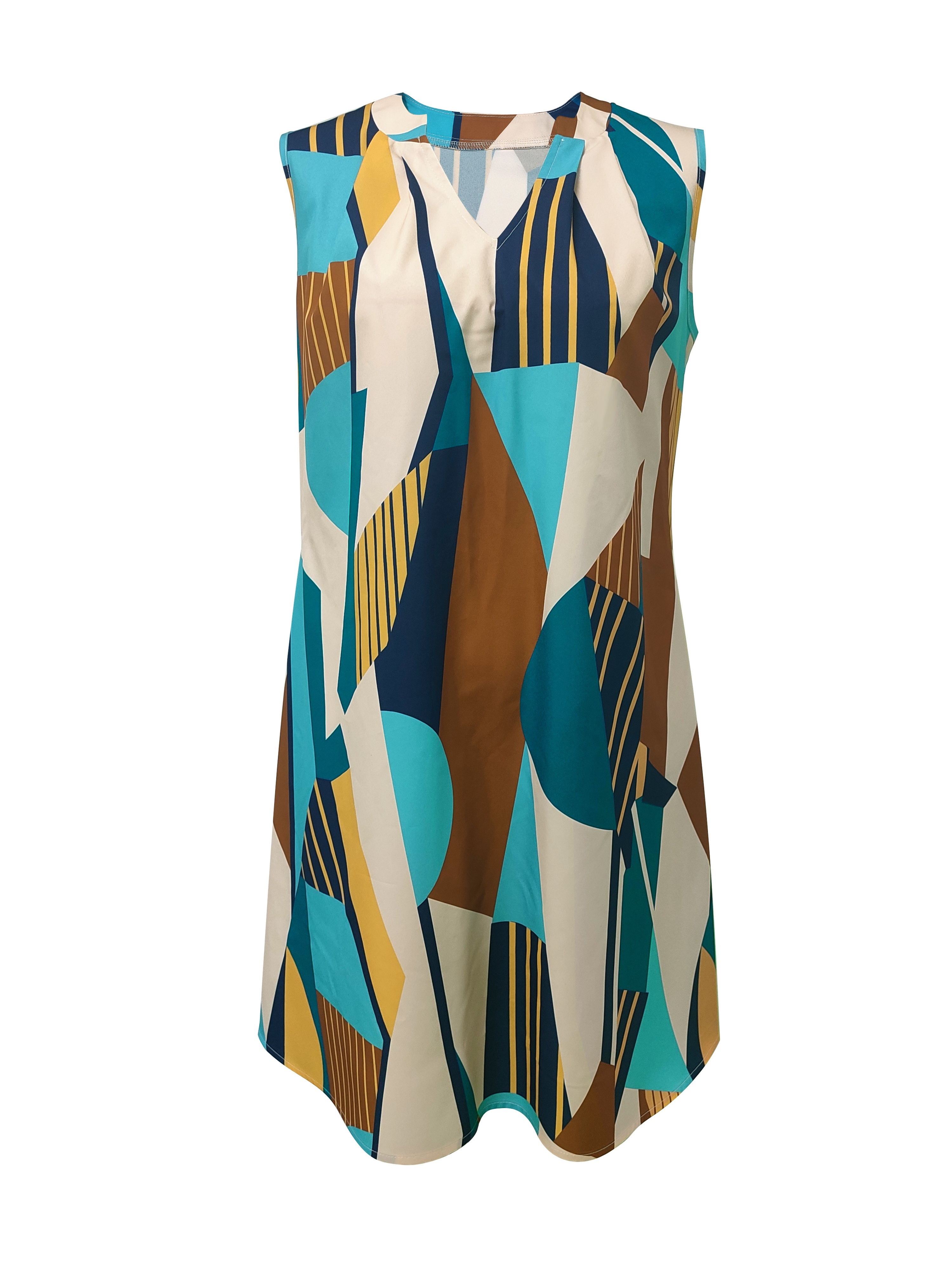 abstract ripple print dress casual v neck sleeveless dress womens clothing details 12