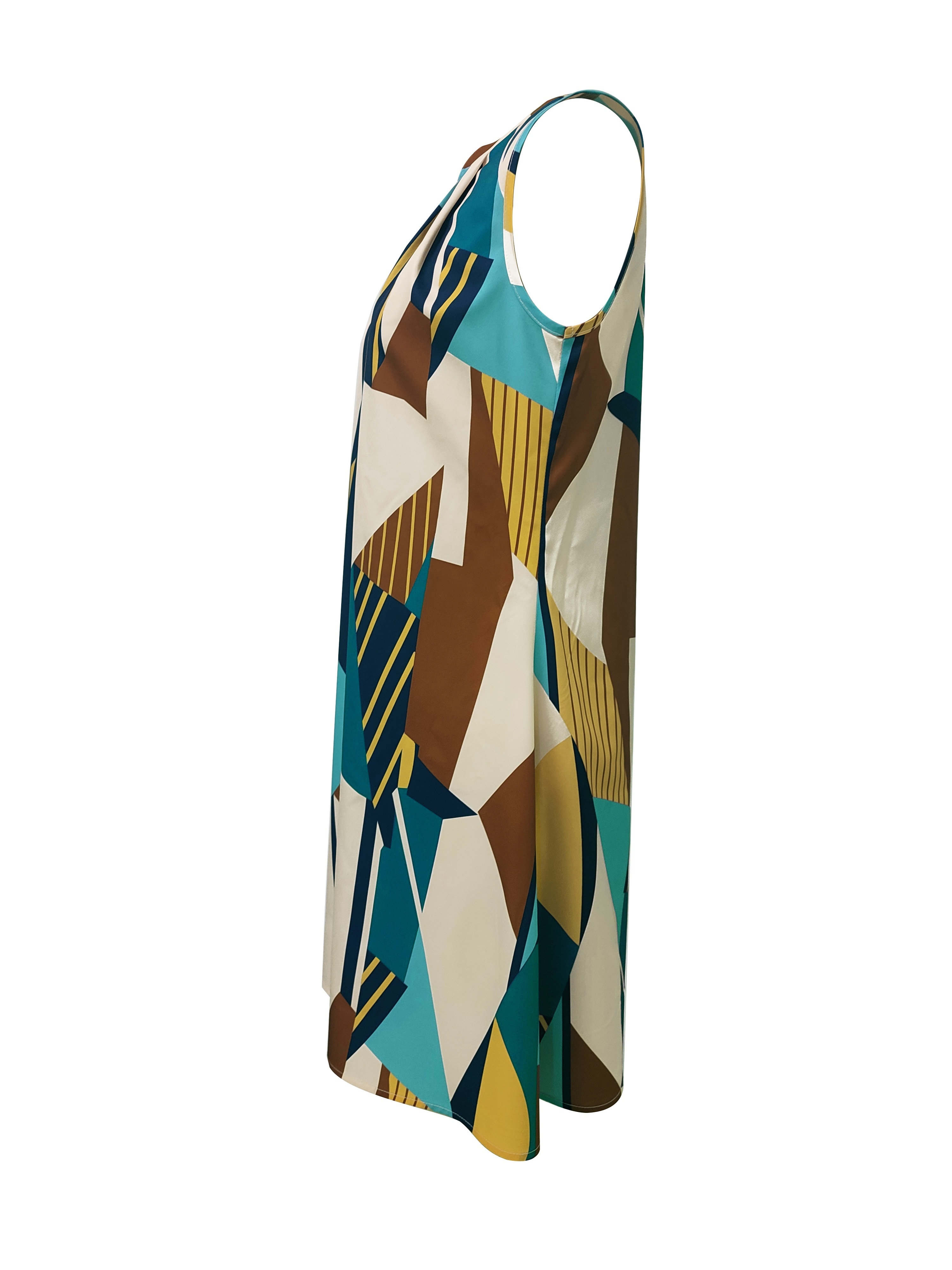 abstract ripple print dress casual v neck sleeveless dress womens clothing details 13