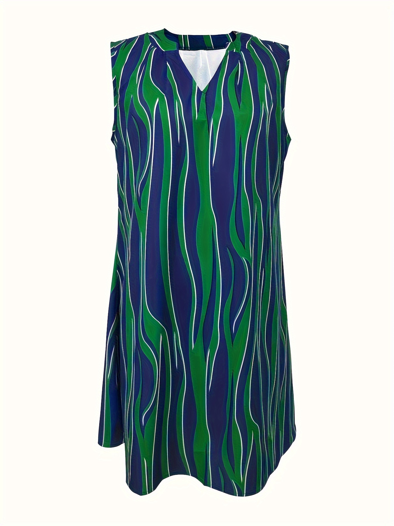 abstract ripple print dress casual v neck sleeveless dress womens clothing details 17
