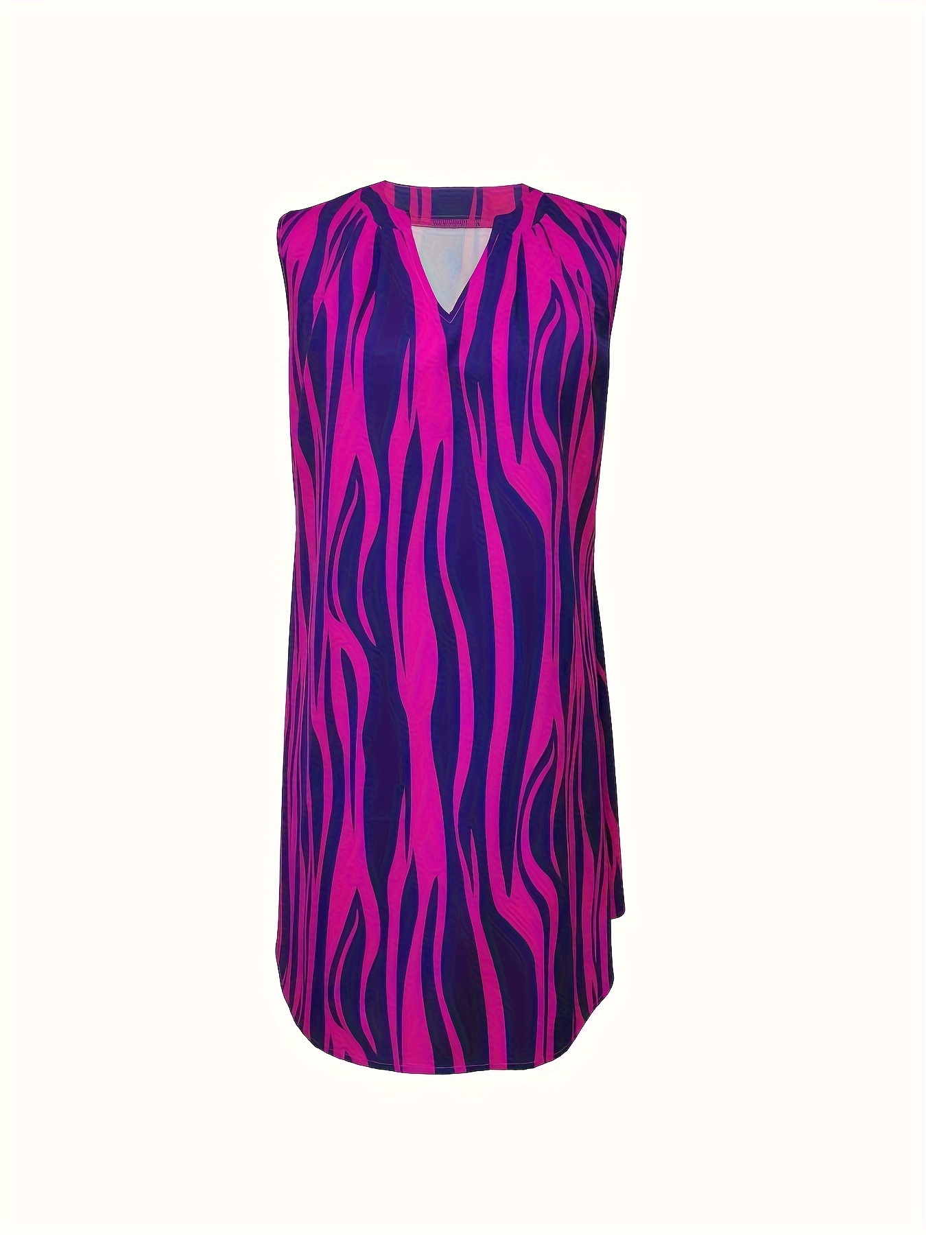 abstract ripple print dress casual v neck sleeveless dress womens clothing details 27