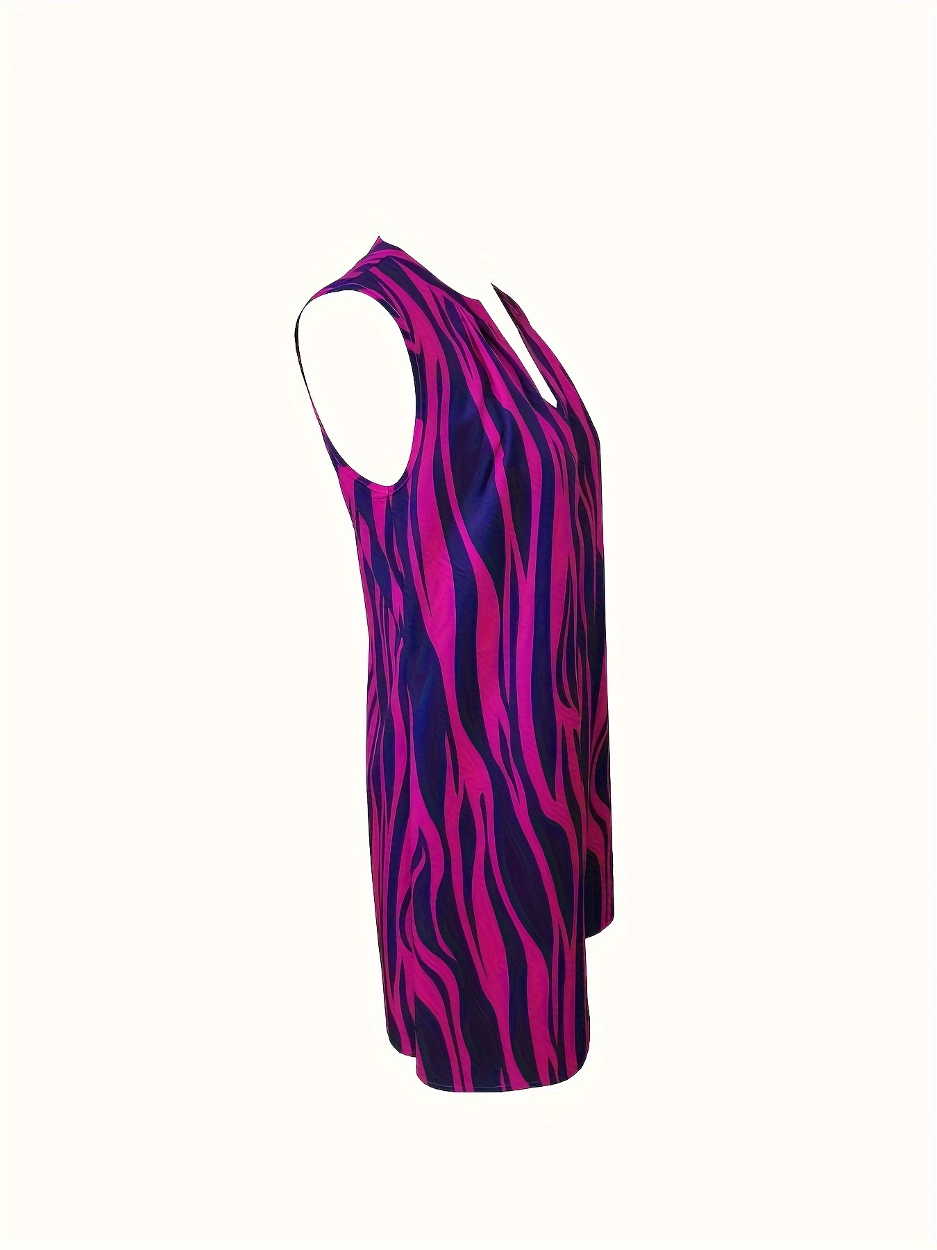 abstract ripple print dress casual v neck sleeveless dress womens clothing details 28