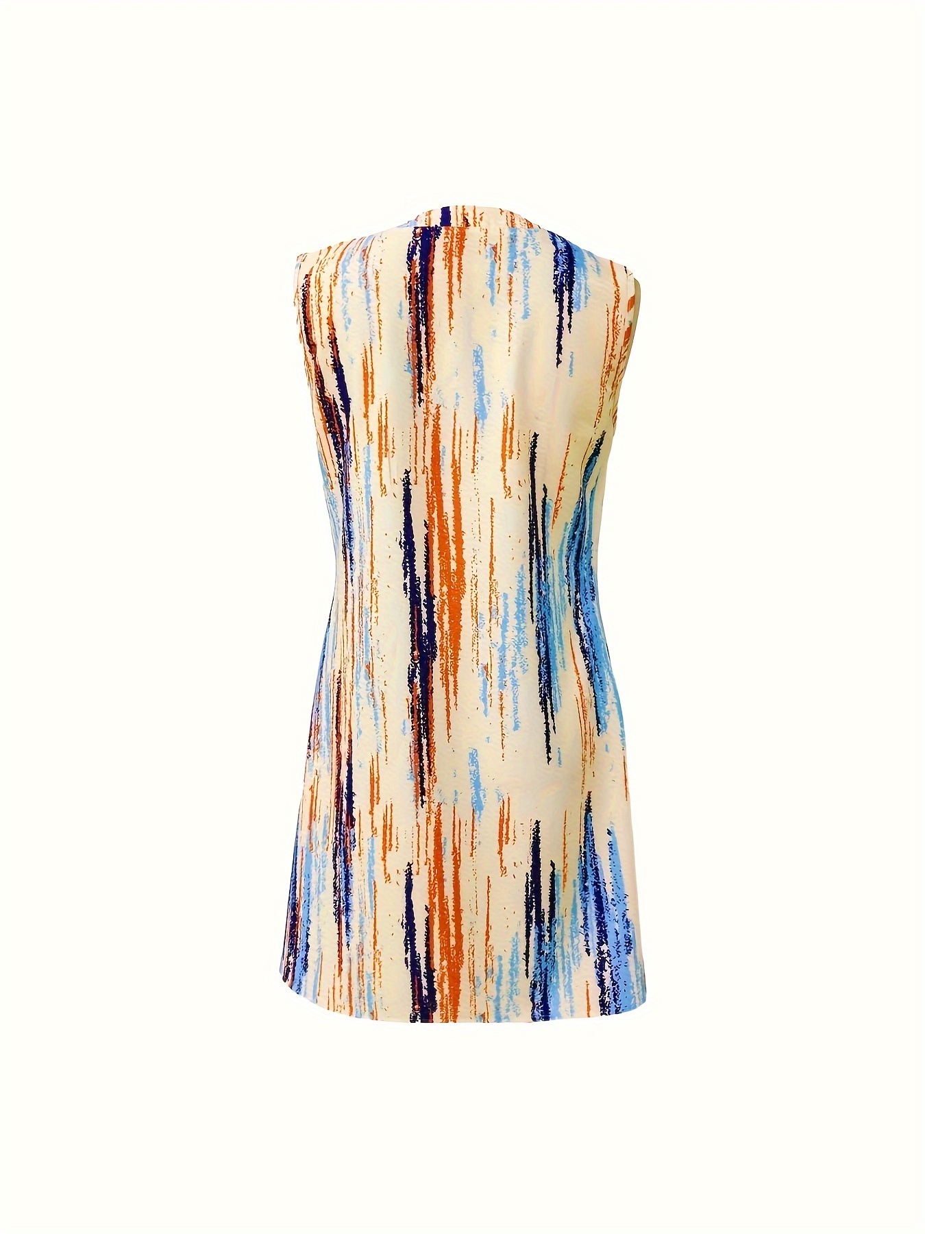 abstract ripple print dress casual v neck sleeveless dress womens clothing details 31