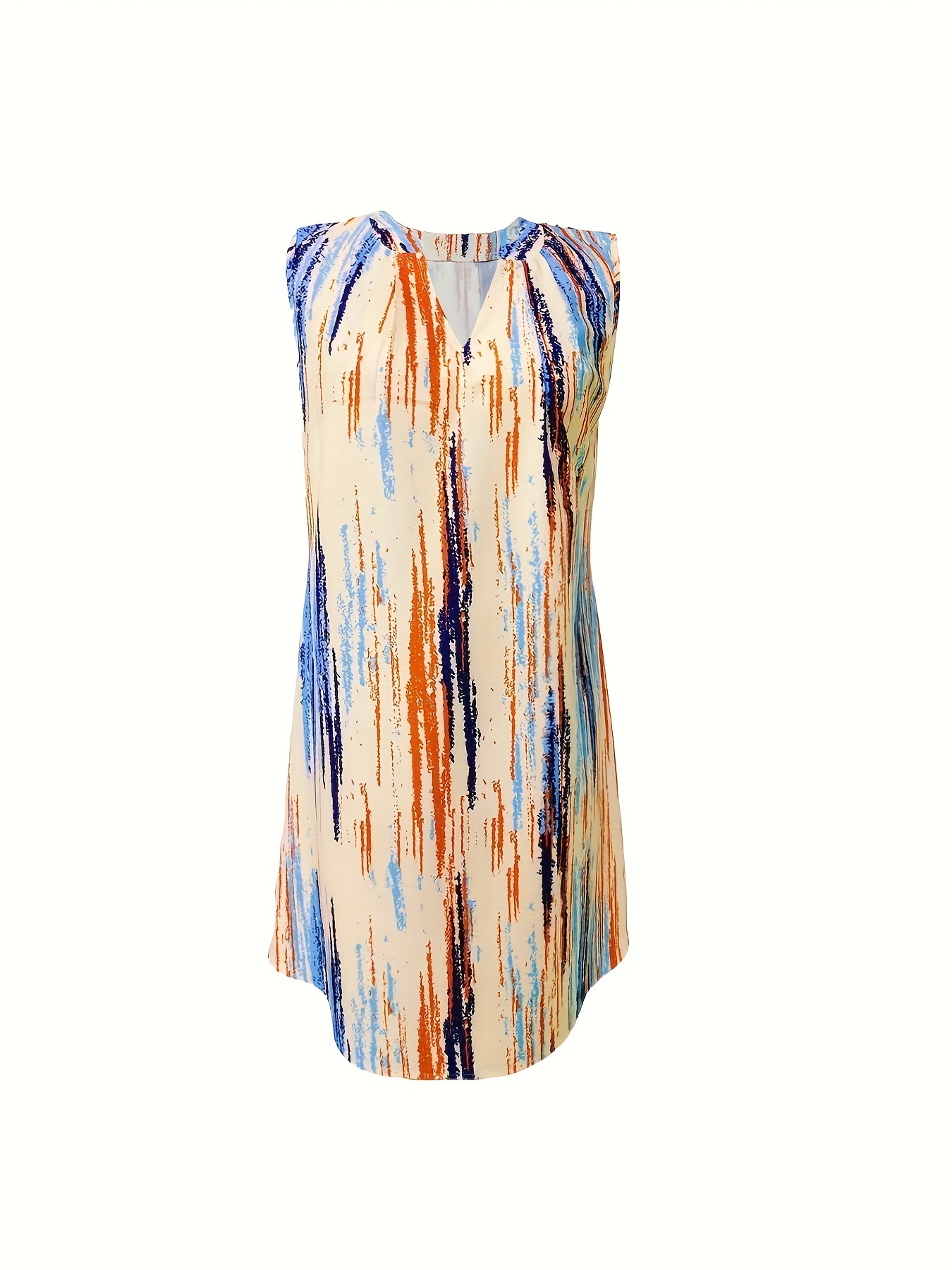 abstract ripple print dress casual v neck sleeveless dress womens clothing details 32