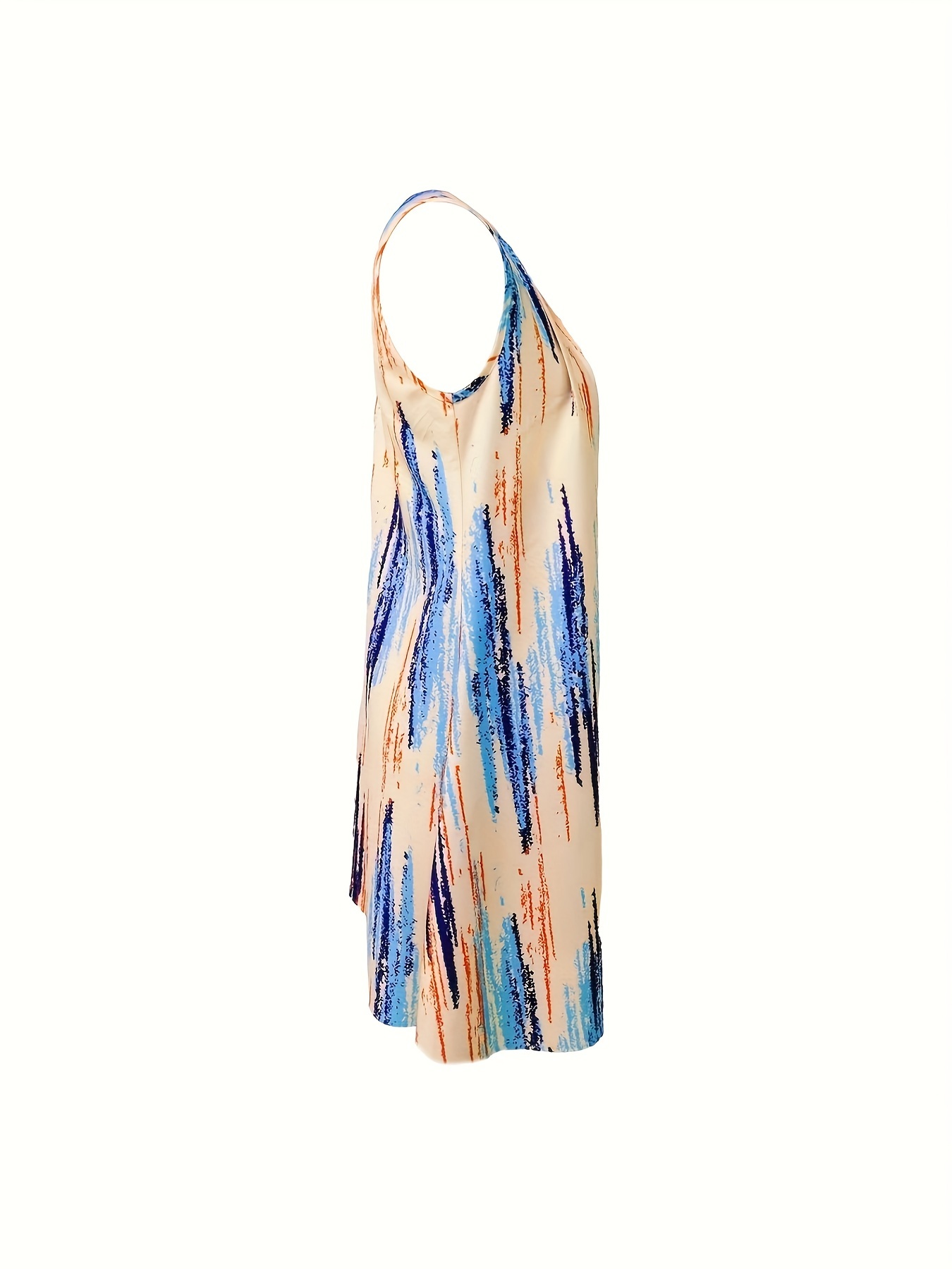 abstract ripple print dress casual v neck sleeveless dress womens clothing details 33
