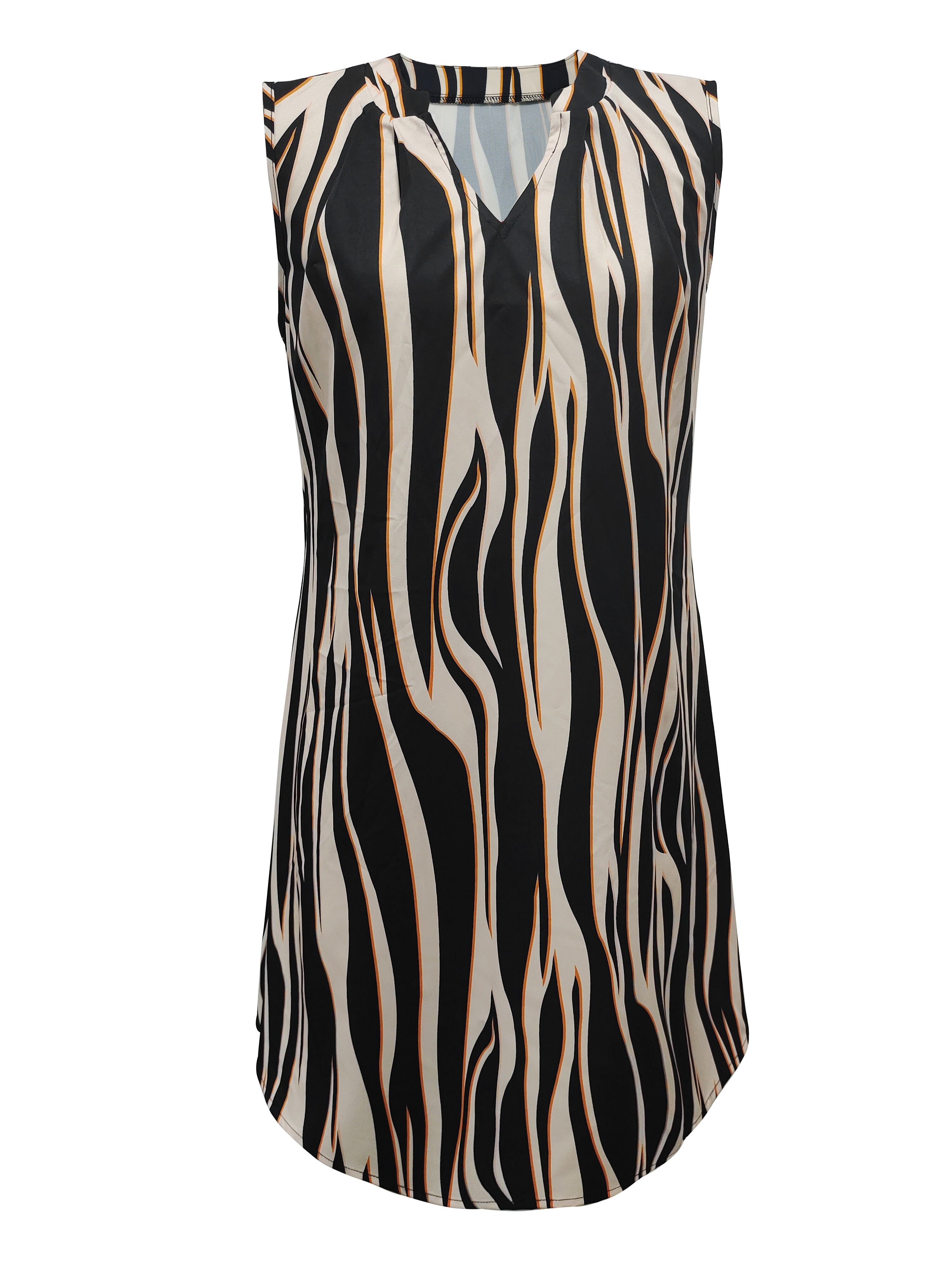 abstract ripple print dress casual v neck sleeveless dress womens clothing details 37