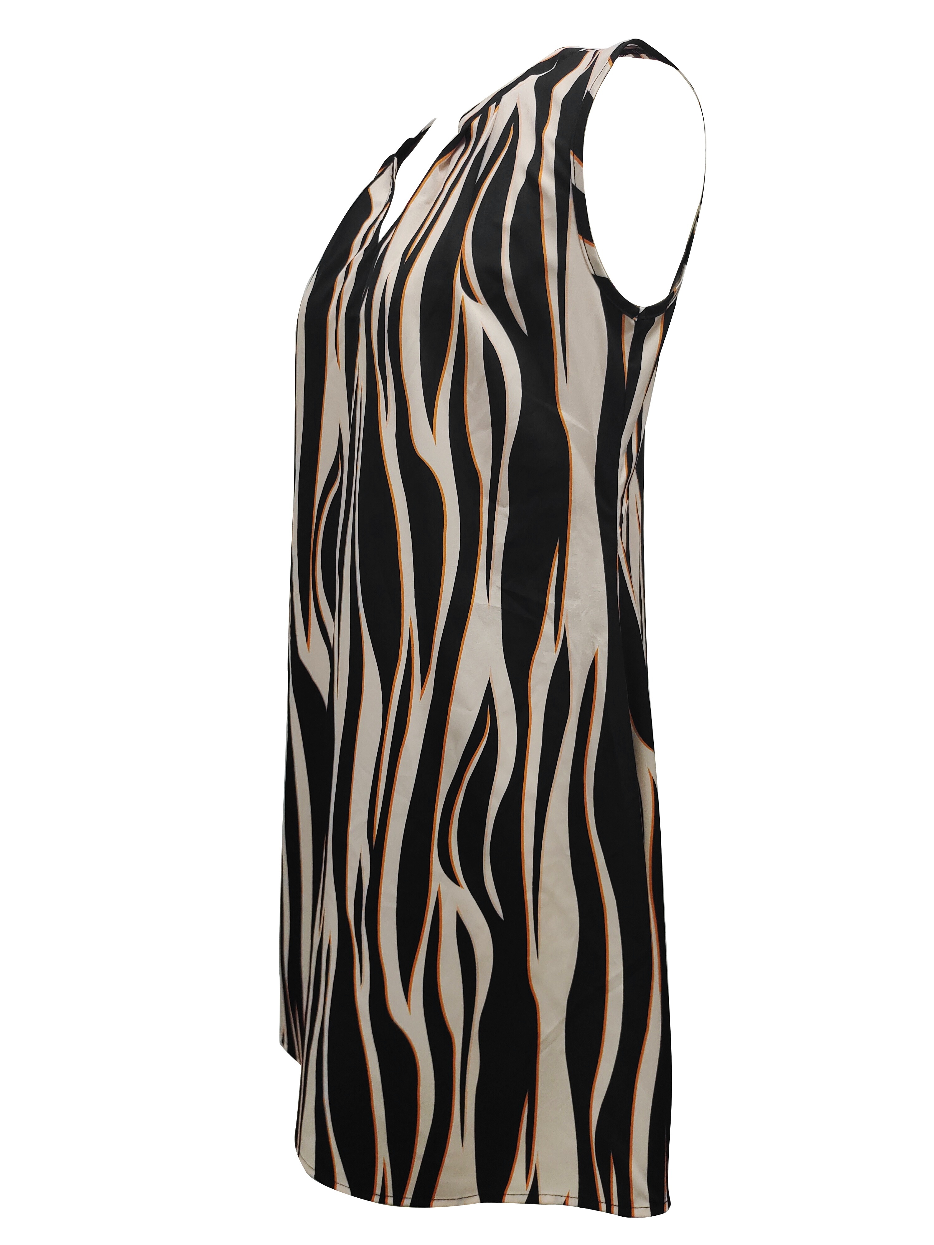 abstract ripple print dress casual v neck sleeveless dress womens clothing details 38