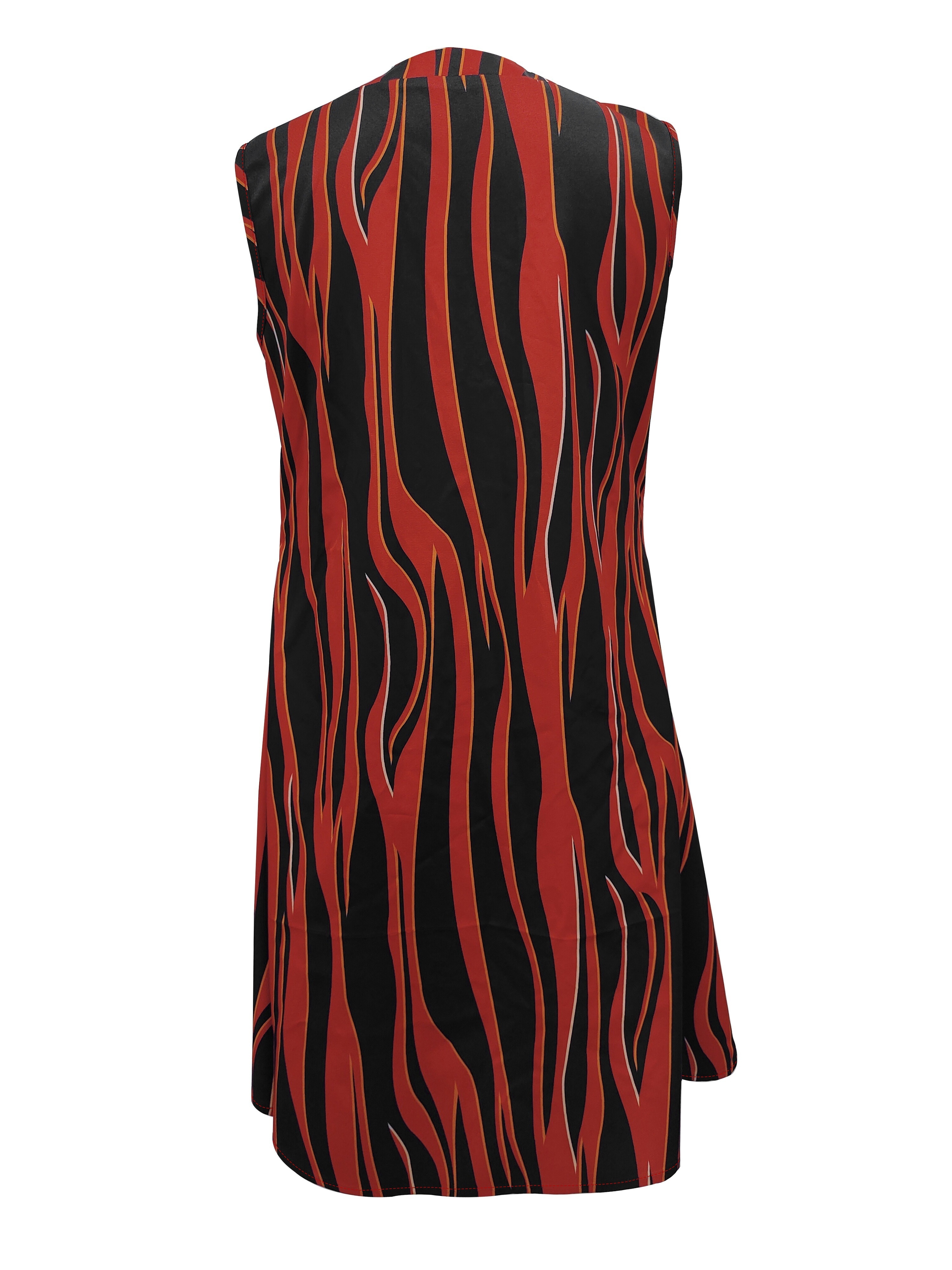 abstract ripple print dress casual v neck sleeveless dress womens clothing details 41
