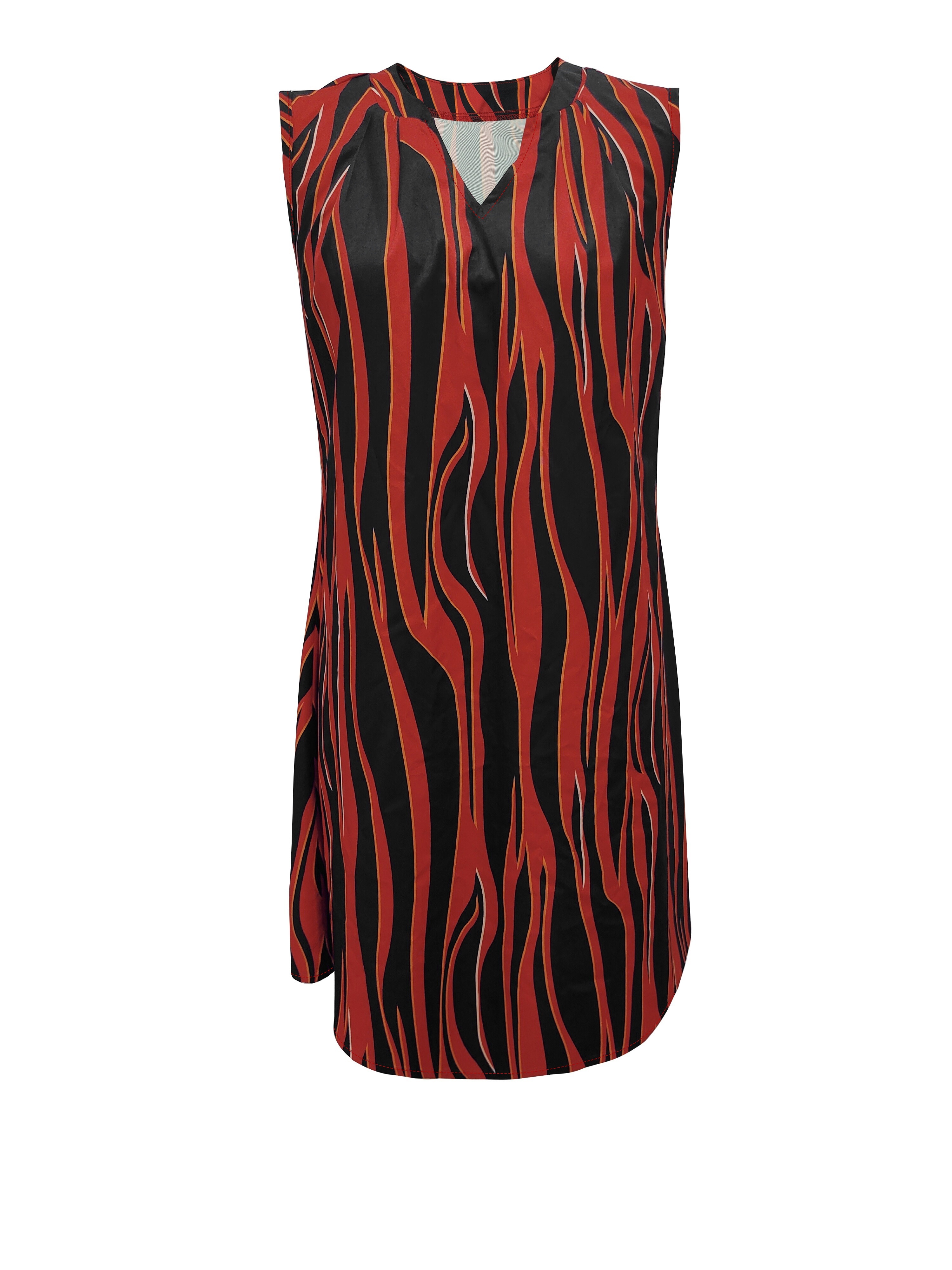 abstract ripple print dress casual v neck sleeveless dress womens clothing details 42