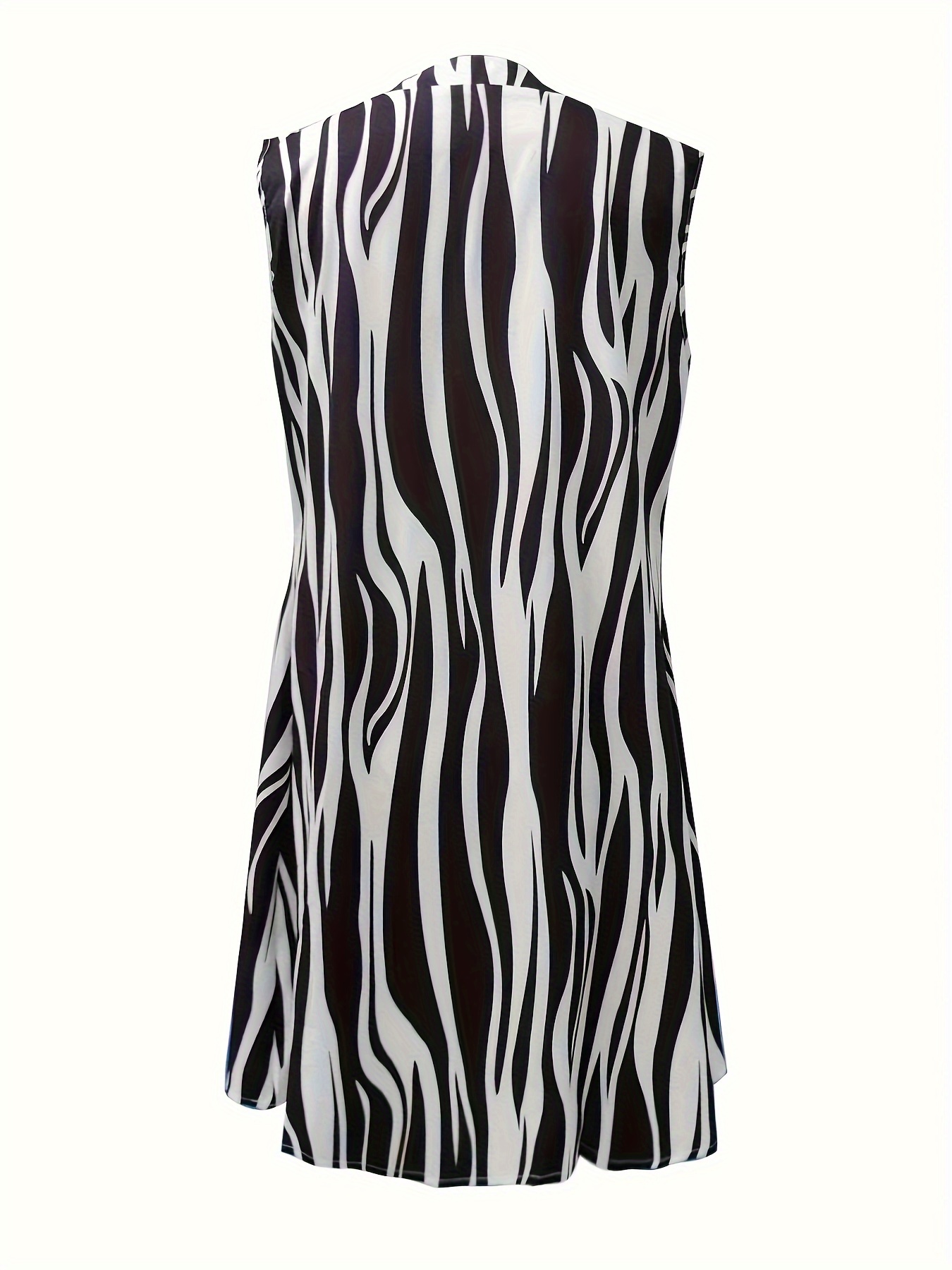 abstract ripple print dress casual v neck sleeveless dress womens clothing details 46