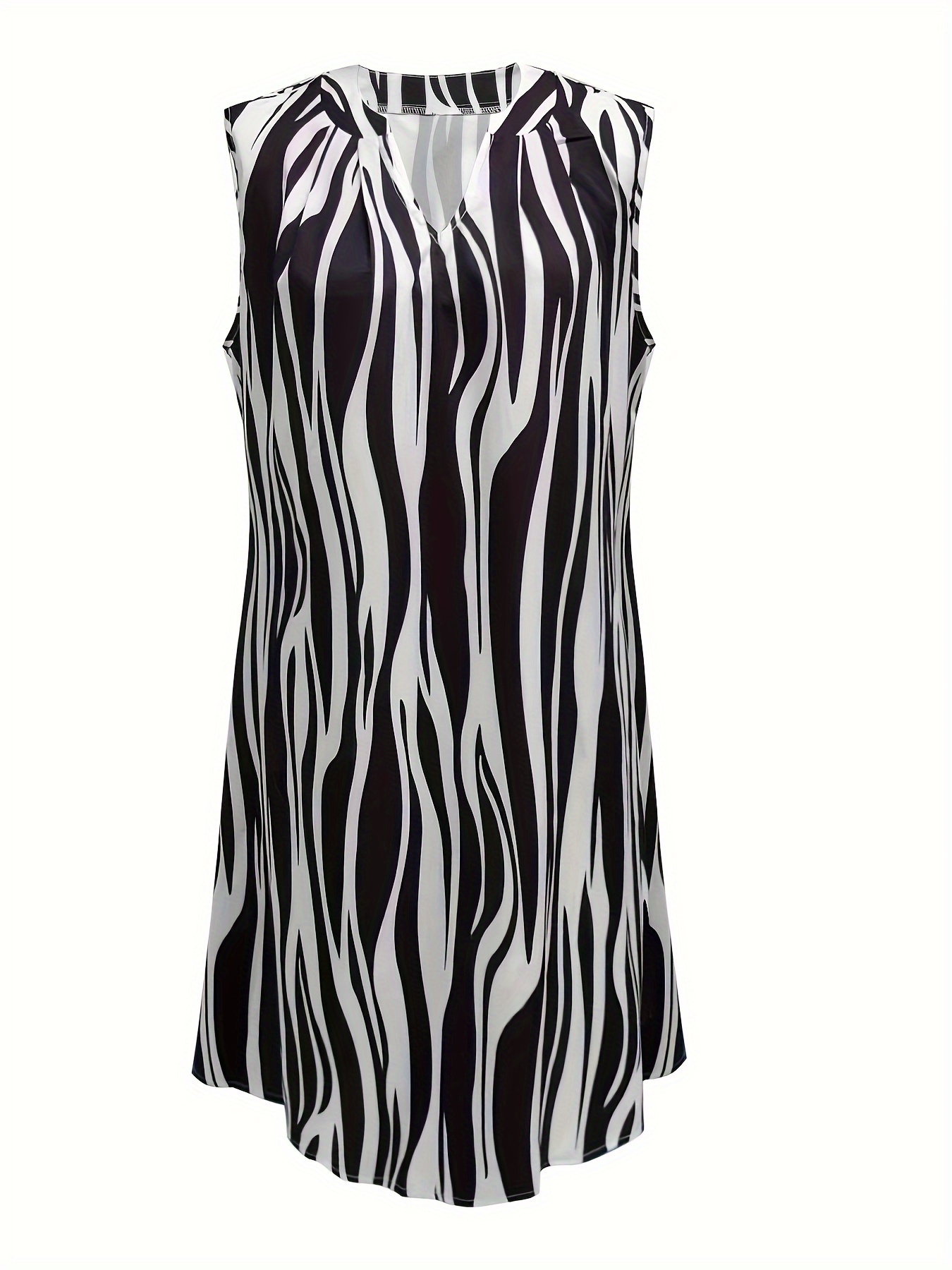 abstract ripple print dress casual v neck sleeveless dress womens clothing details 47