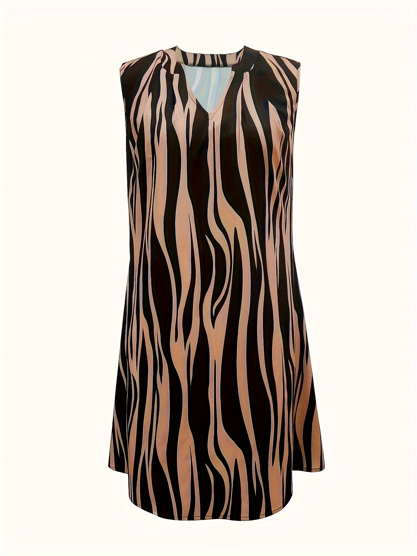abstract ripple print dress casual v neck sleeveless dress womens clothing details 52