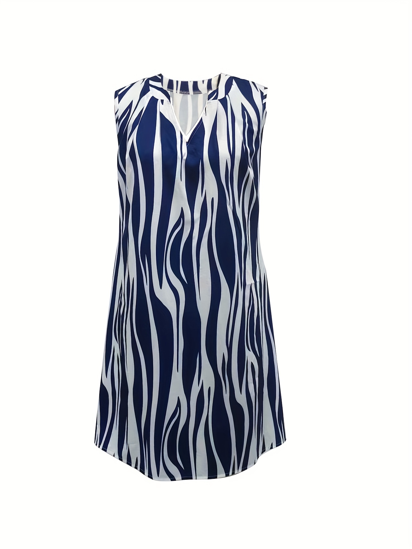 abstract ripple print dress casual v neck sleeveless dress womens clothing details 57