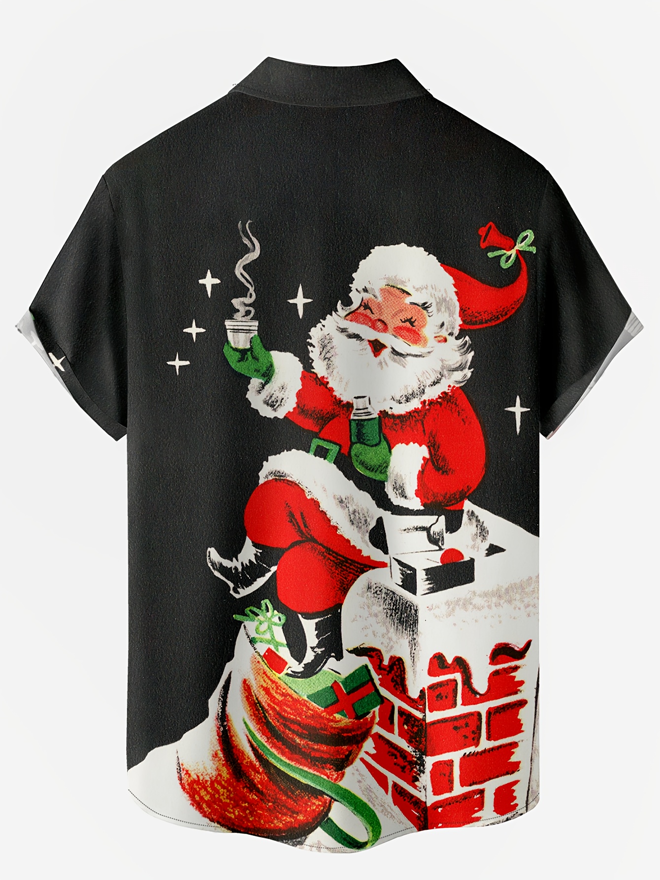 various creative christmas santa anime pattern mens trendy short sleeve lapel hawaiian shirt for summer details 1
