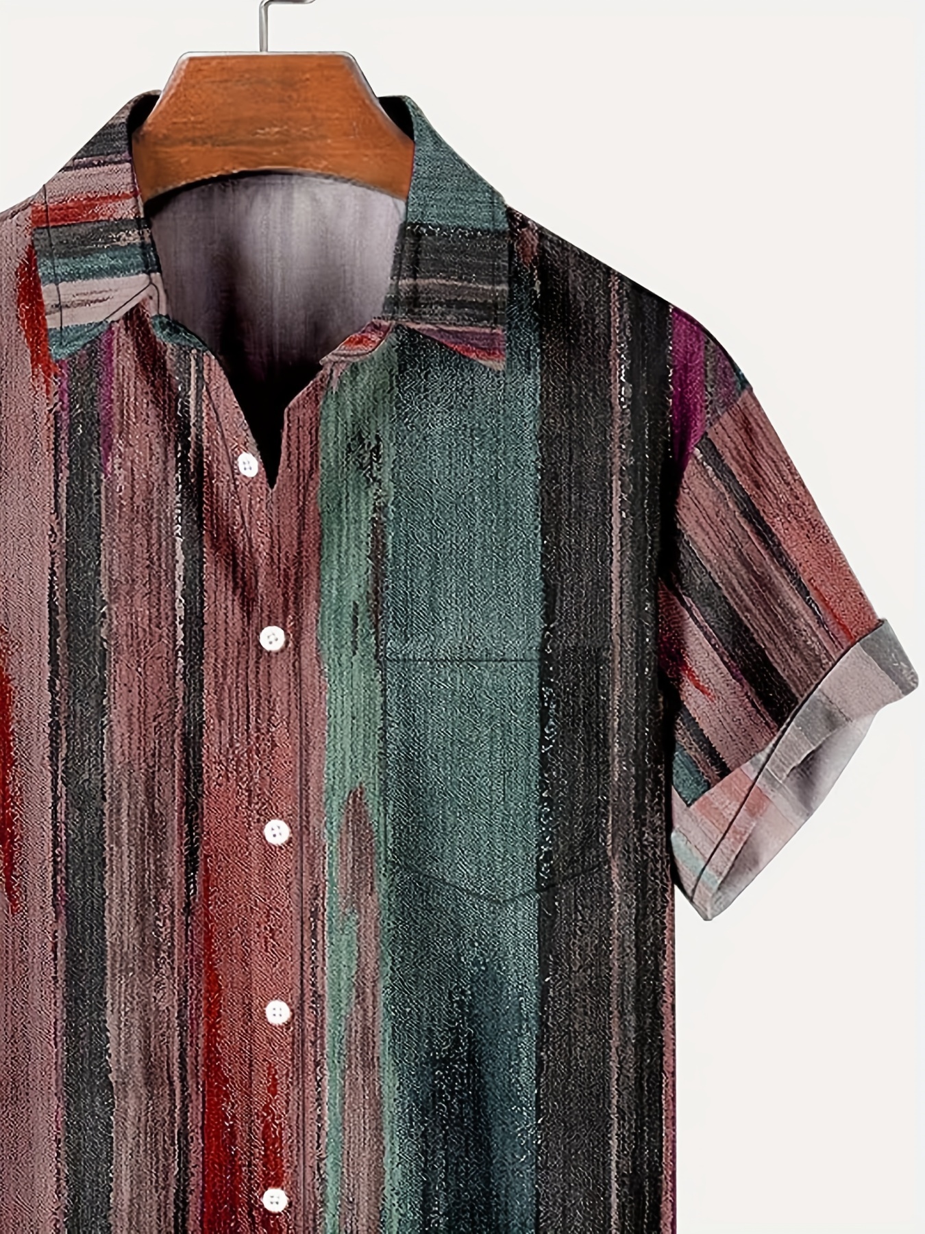vintage style stripe print mens casual short sleeve shirt mens shirt for summer vacation resort tops for men gift for men details 2