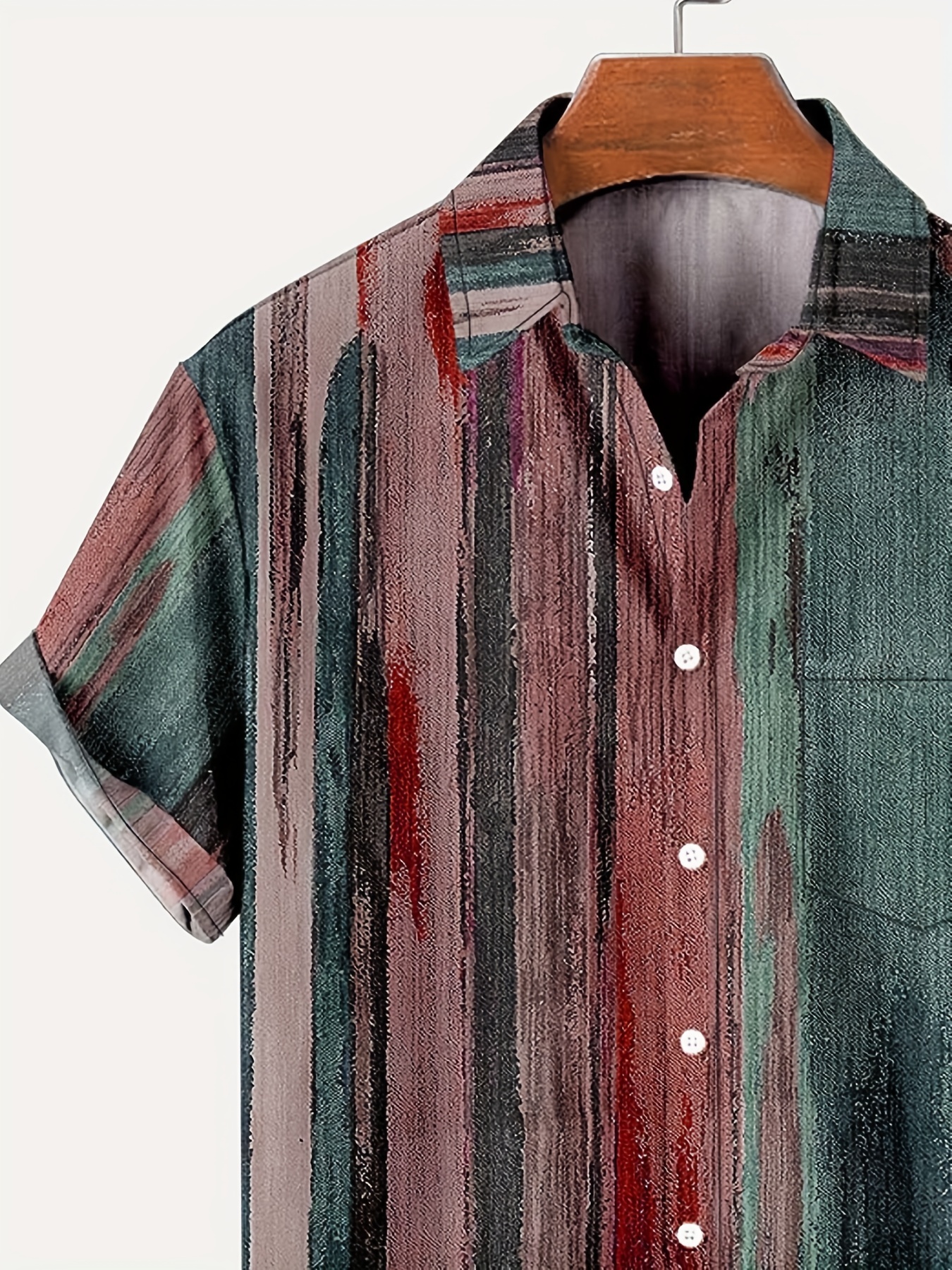 vintage style stripe print mens casual short sleeve shirt mens shirt for summer vacation resort tops for men gift for men details 3