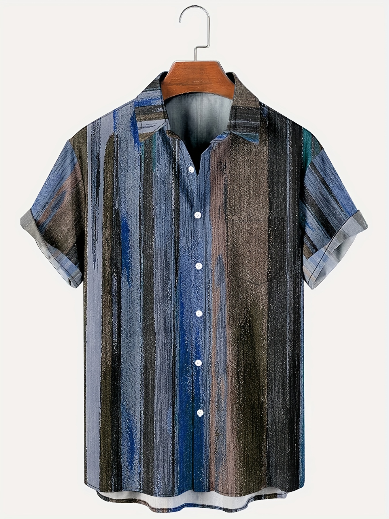 vintage style stripe print mens casual short sleeve shirt mens shirt for summer vacation resort tops for men gift for men details 5