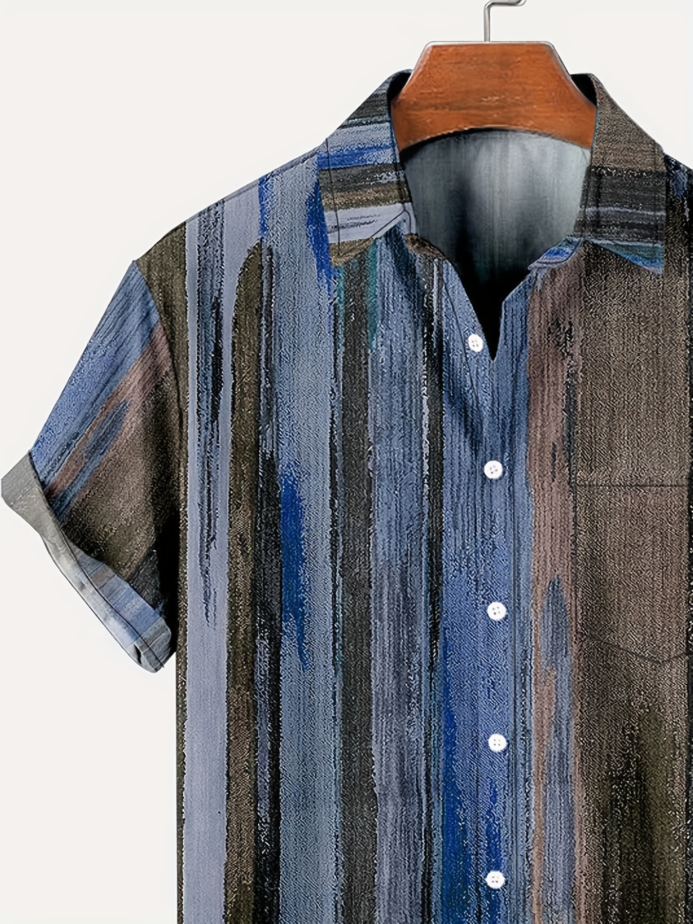 vintage style stripe print mens casual short sleeve shirt mens shirt for summer vacation resort tops for men gift for men details 7