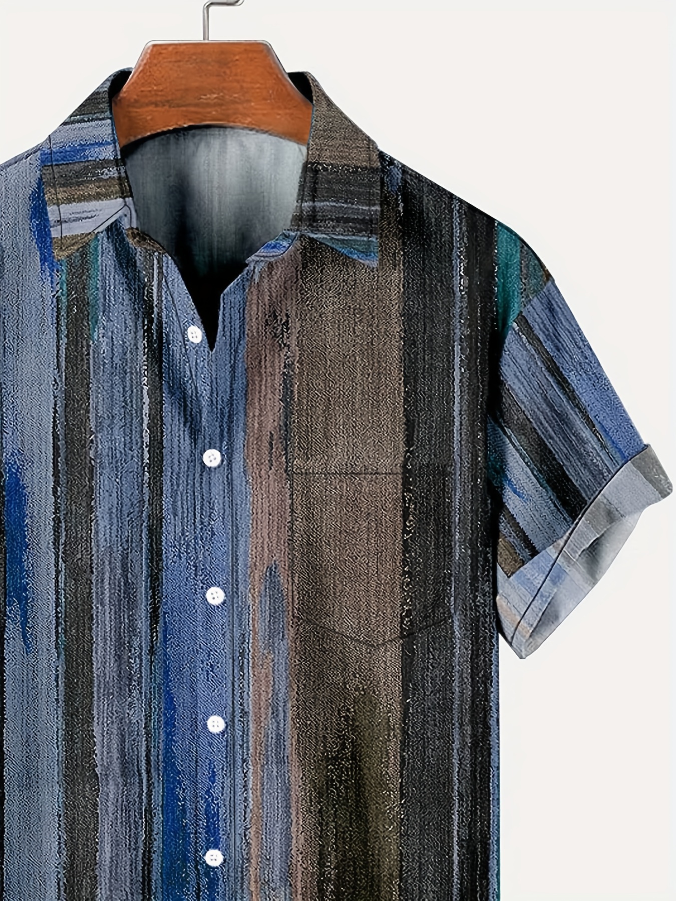 vintage style stripe print mens casual short sleeve shirt mens shirt for summer vacation resort tops for men gift for men details 8