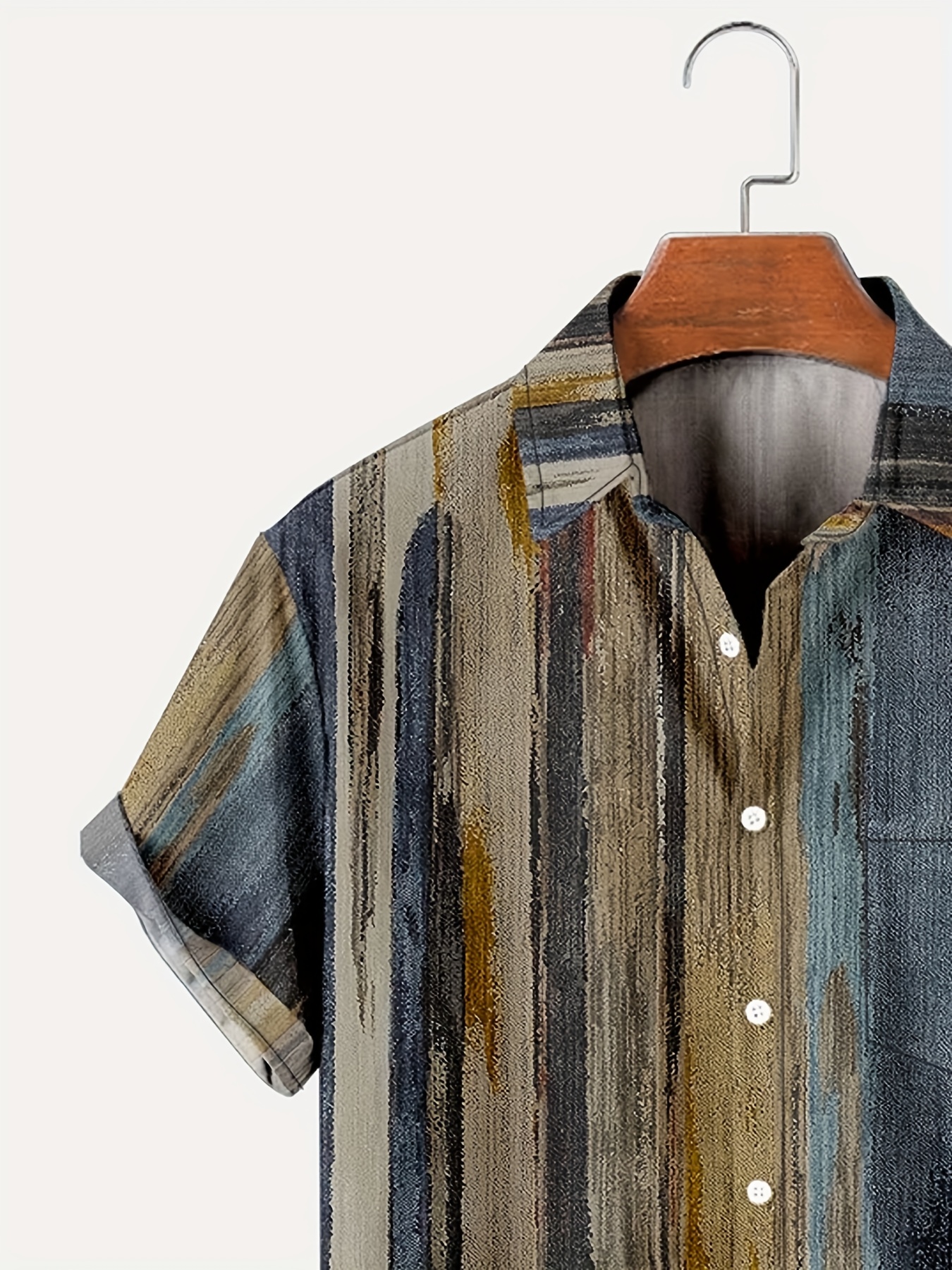 vintage style stripe print mens casual short sleeve shirt mens shirt for summer vacation resort tops for men gift for men details 12