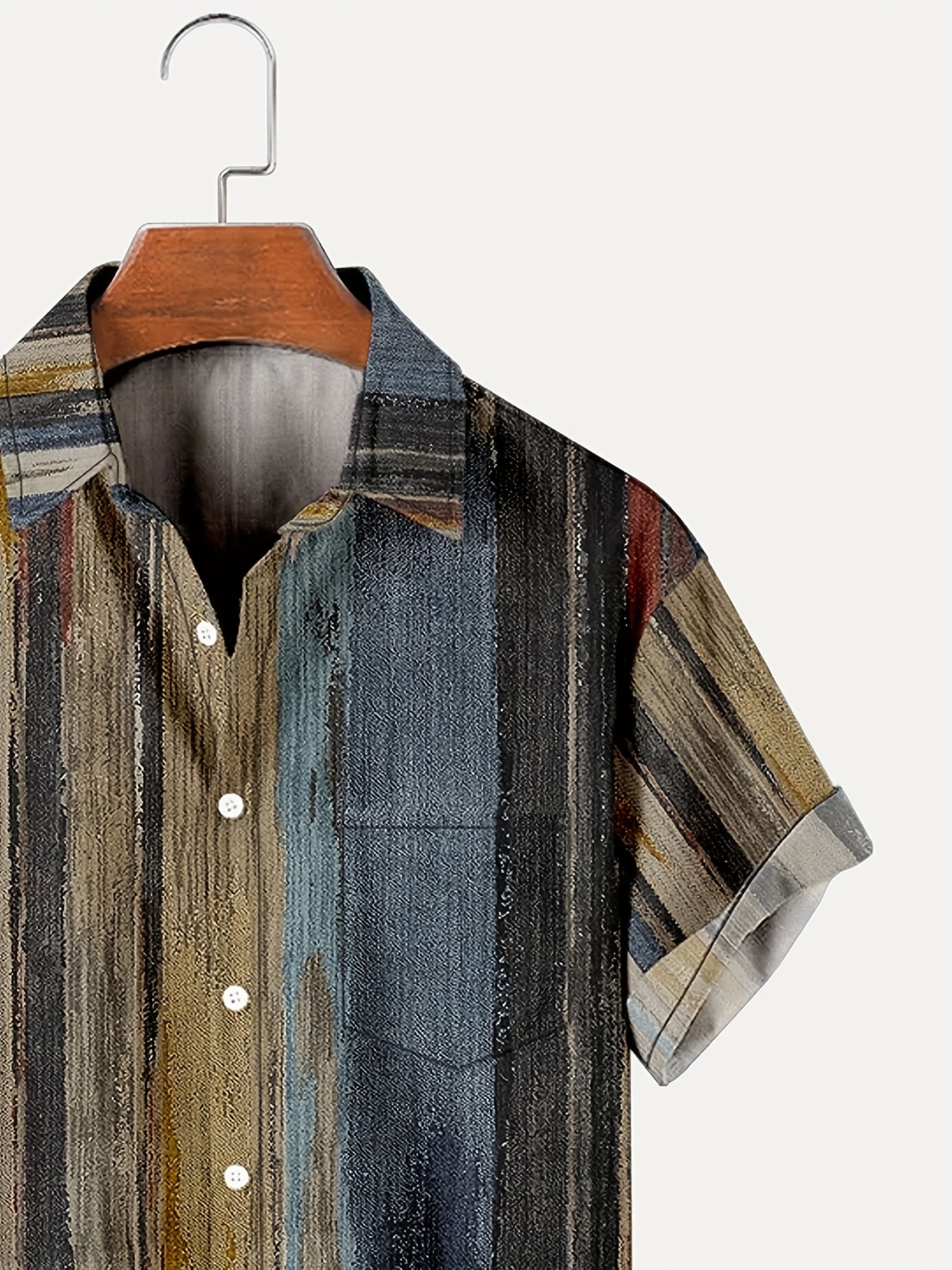 vintage style stripe print mens casual short sleeve shirt mens shirt for summer vacation resort tops for men gift for men details 13
