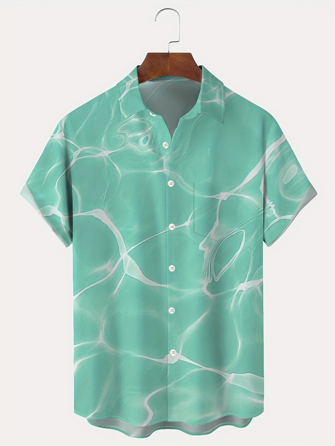 hawaiian water ripple print mens casual short sleeve shirt mens shirt for summer vacation resort tops for men gift for men details 3