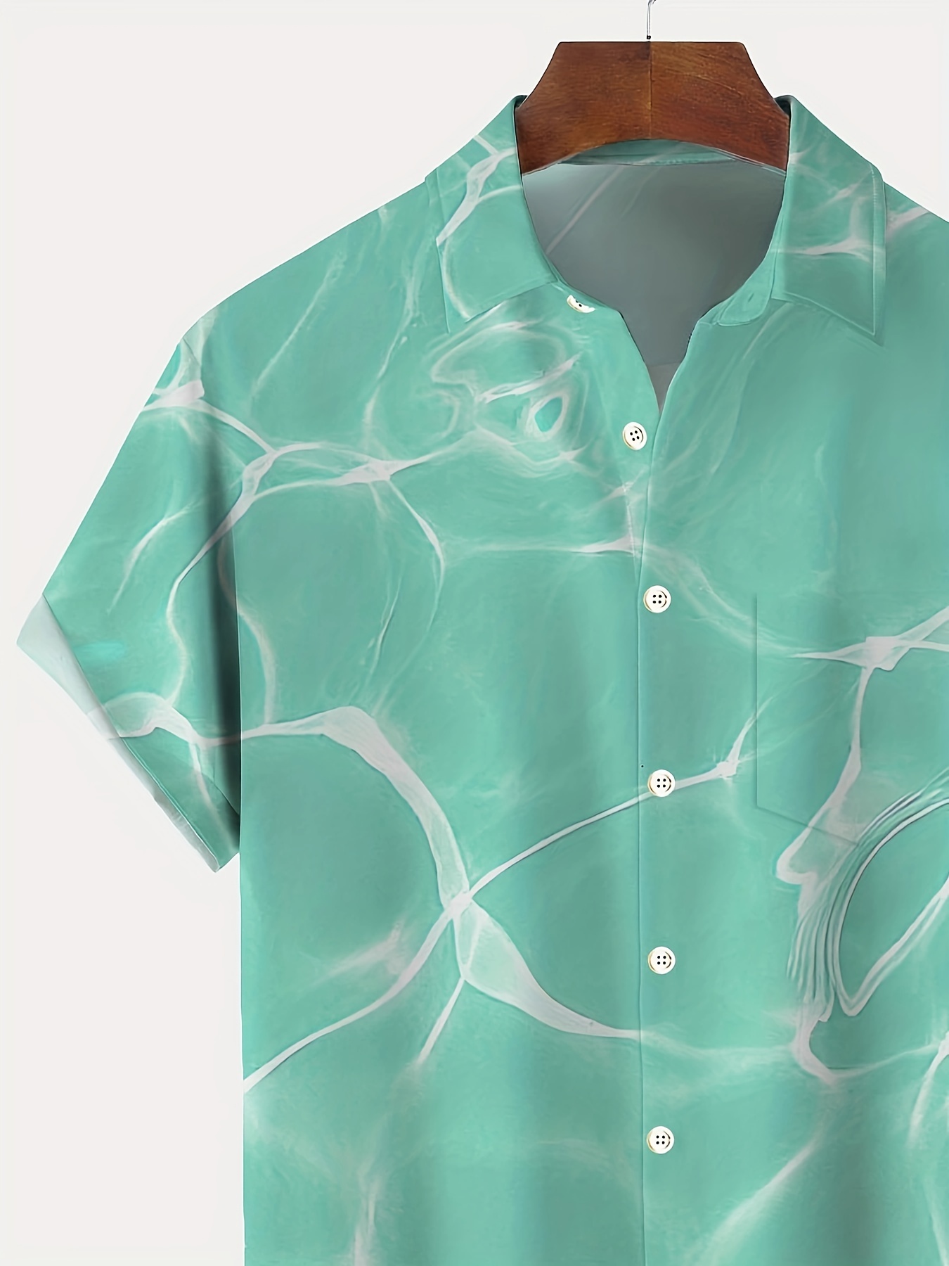 hawaiian water ripple print mens casual short sleeve shirt mens shirt for summer vacation resort tops for men gift for men details 4