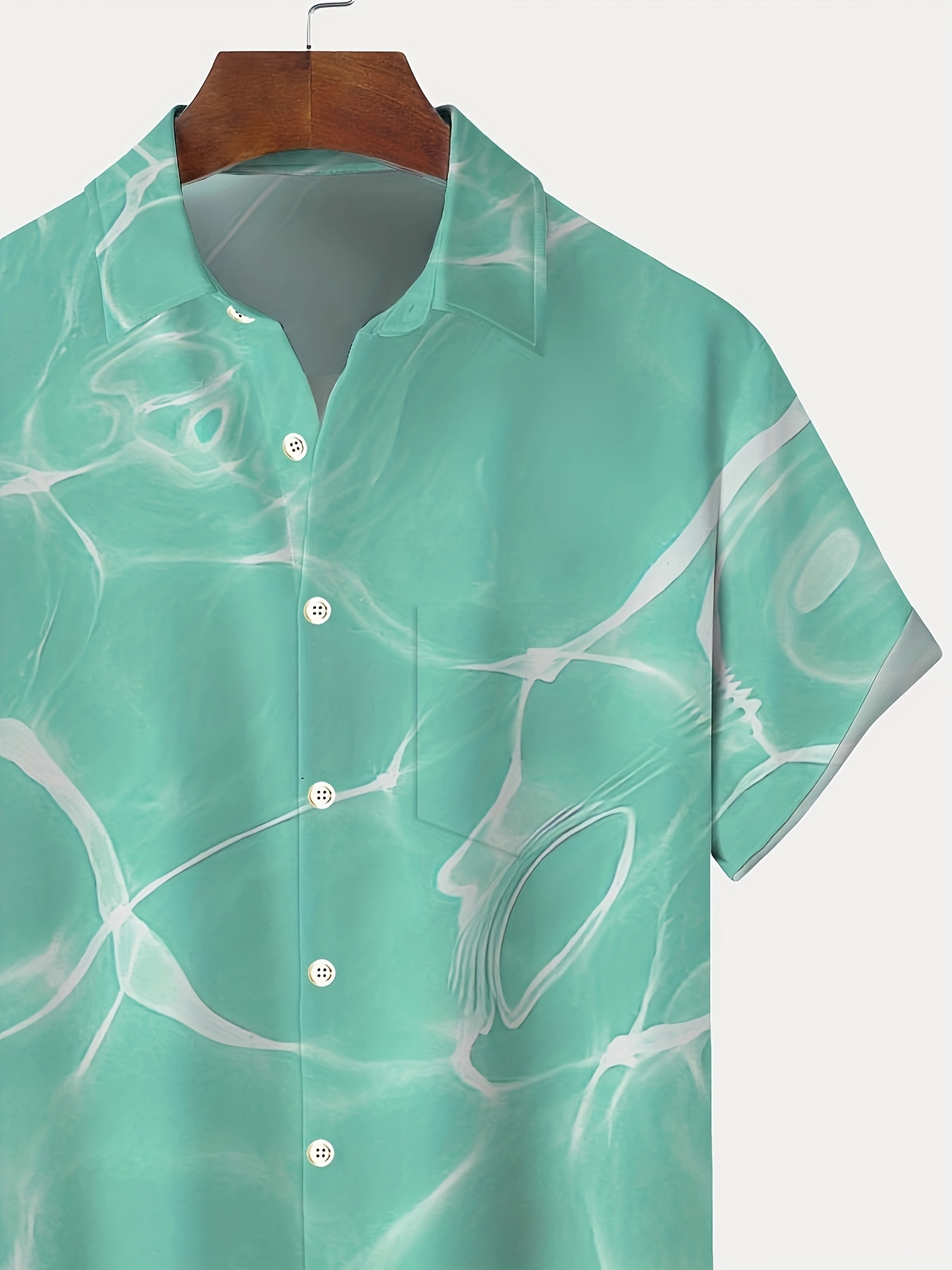 hawaiian water ripple print mens casual short sleeve shirt mens shirt for summer vacation resort tops for men gift for men details 5
