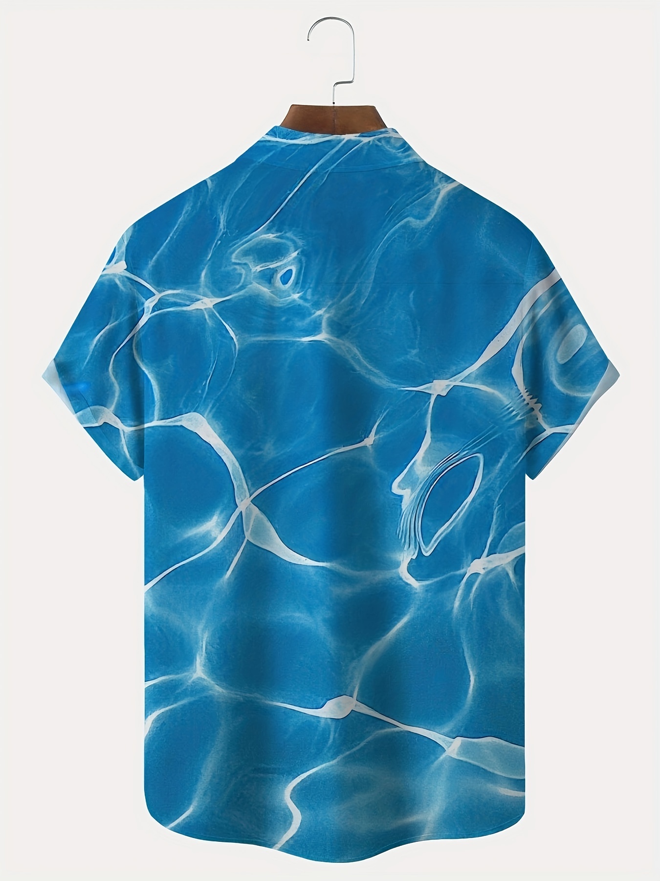 hawaiian water ripple print mens casual short sleeve shirt mens shirt for summer vacation resort tops for men gift for men details 8