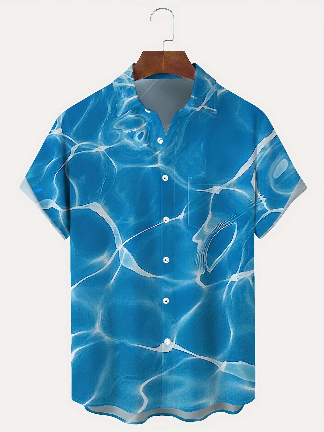 hawaiian water ripple print mens casual short sleeve shirt mens shirt for summer vacation resort tops for men gift for men details 9