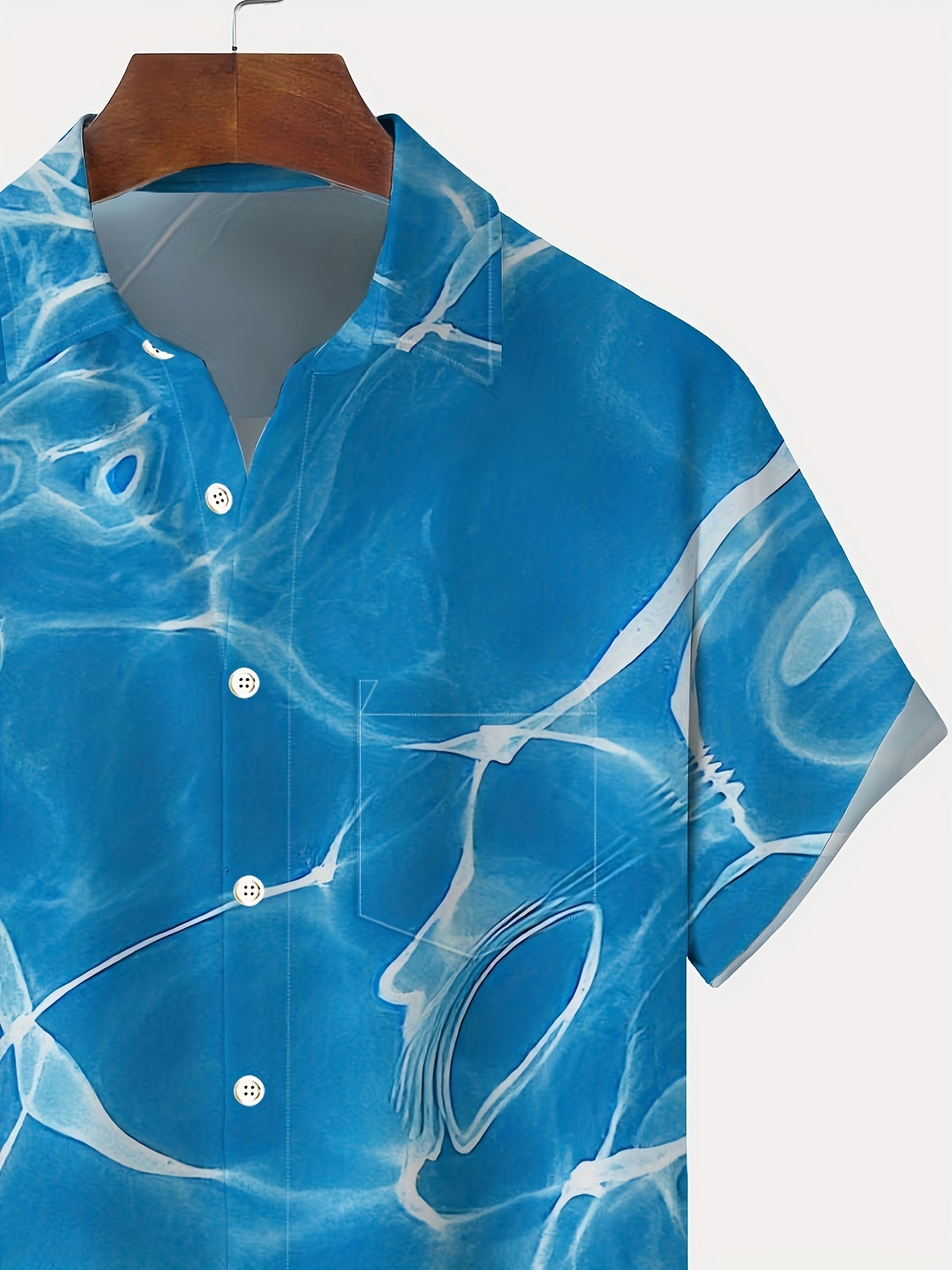 hawaiian water ripple print mens casual short sleeve shirt mens shirt for summer vacation resort tops for men gift for men details 10