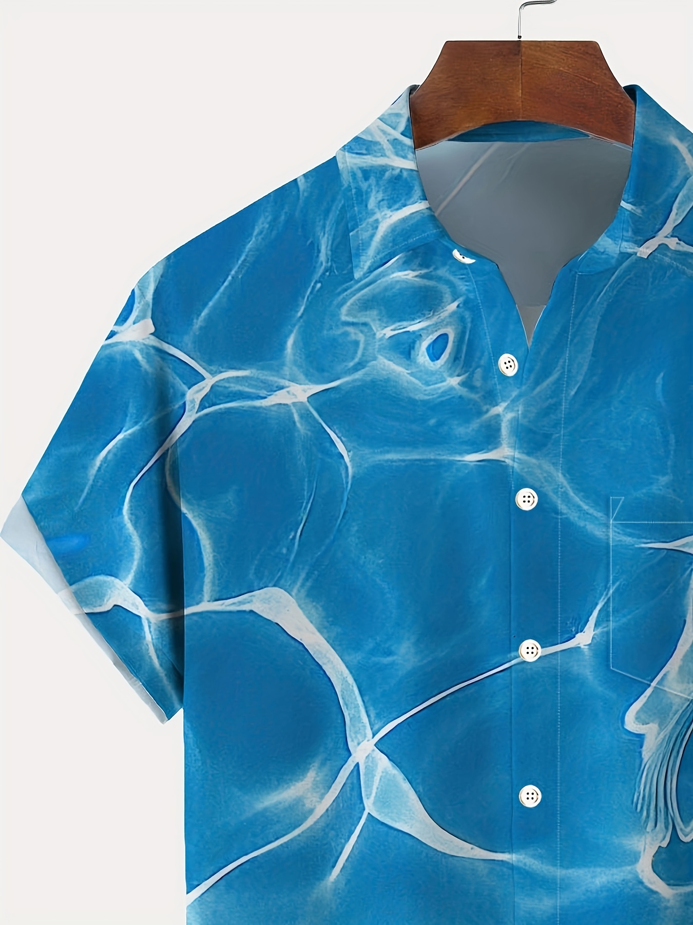 hawaiian water ripple print mens casual short sleeve shirt mens shirt for summer vacation resort tops for men gift for men details 11