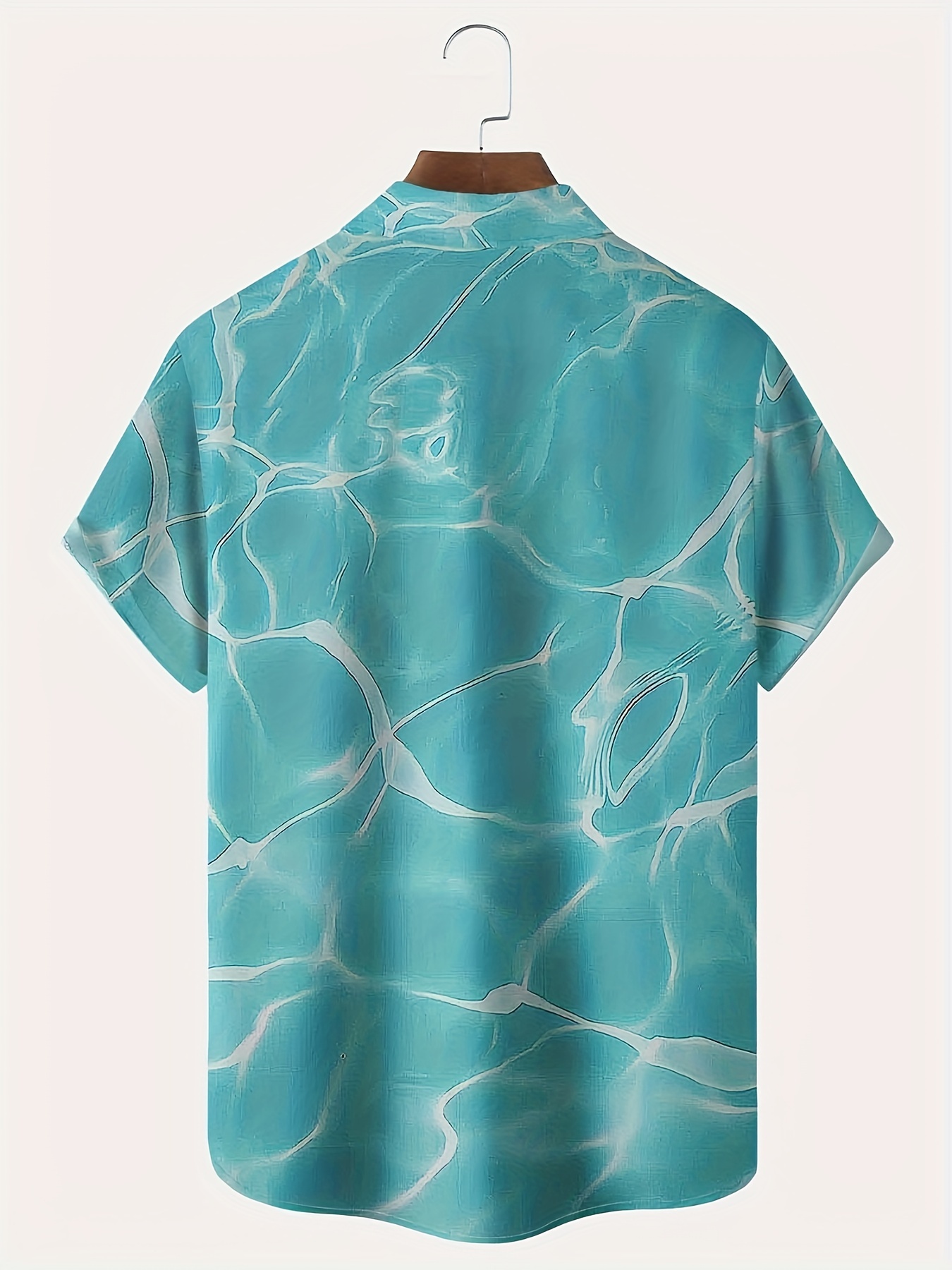 hawaiian water ripple print mens casual short sleeve shirt mens shirt for summer vacation resort tops for men gift for men details 12