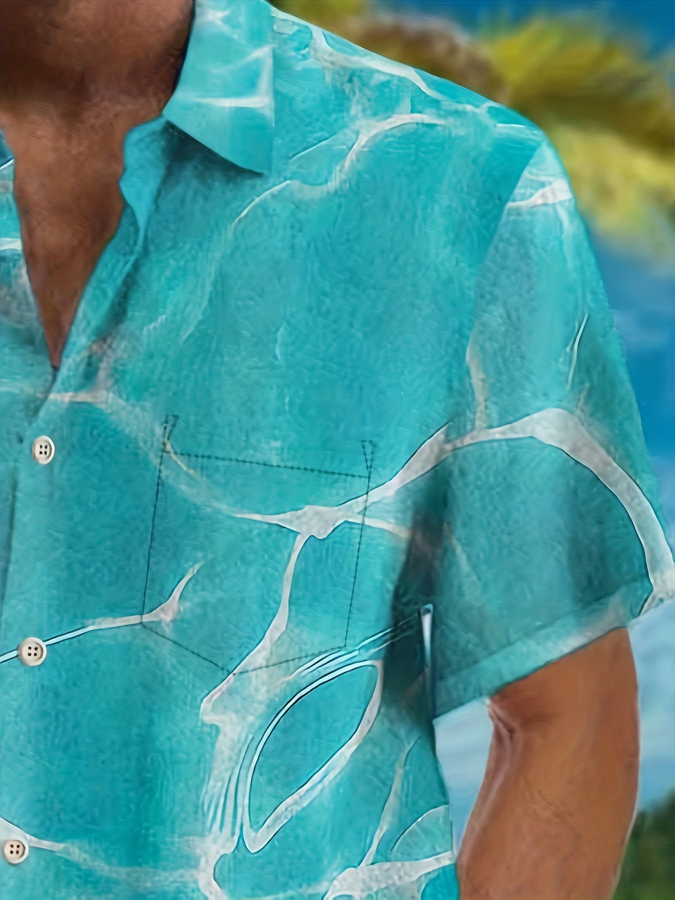 hawaiian water ripple print mens casual short sleeve shirt mens shirt for summer vacation resort tops for men gift for men details 14