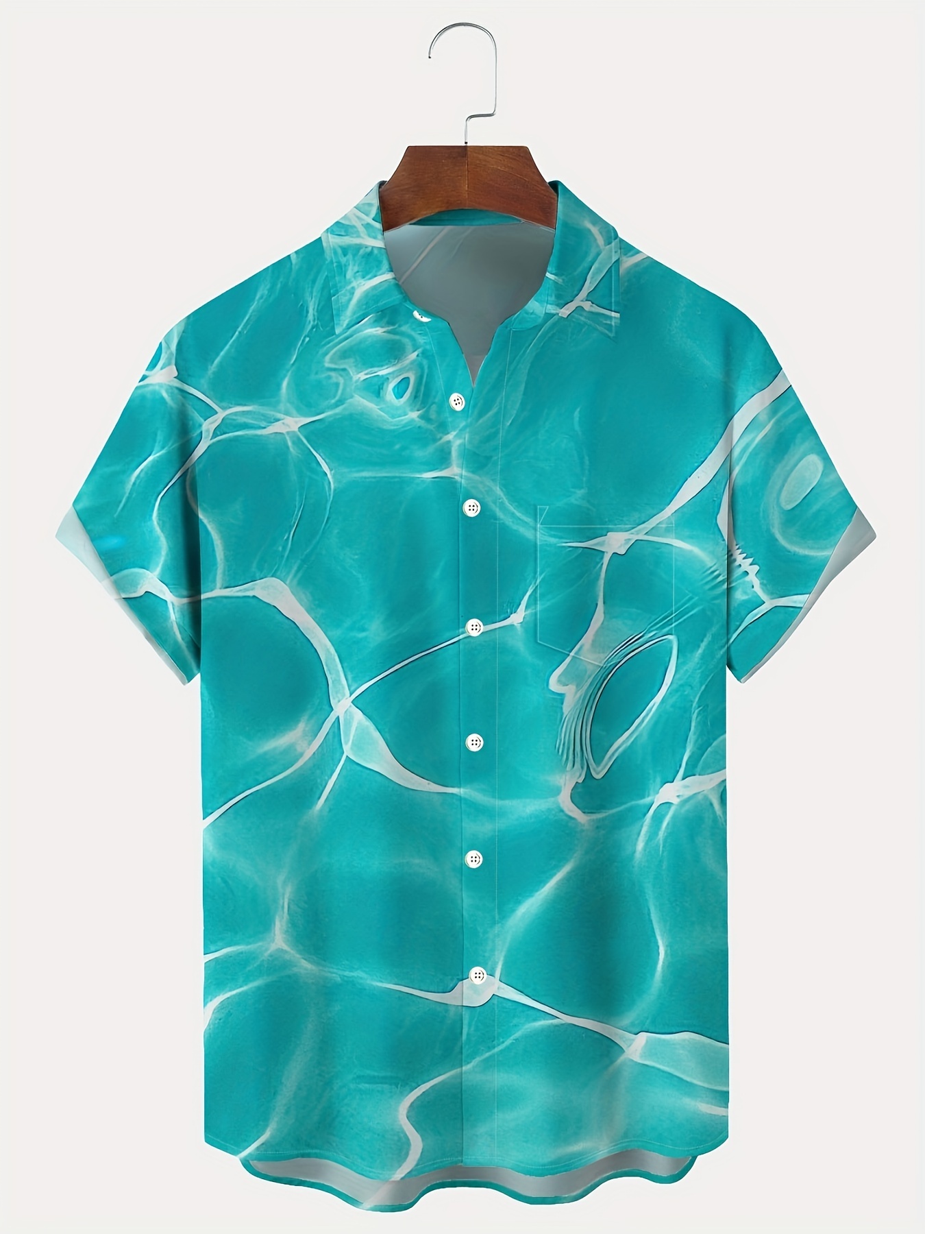 hawaiian water ripple print mens casual short sleeve shirt mens shirt for summer vacation resort tops for men gift for men details 16