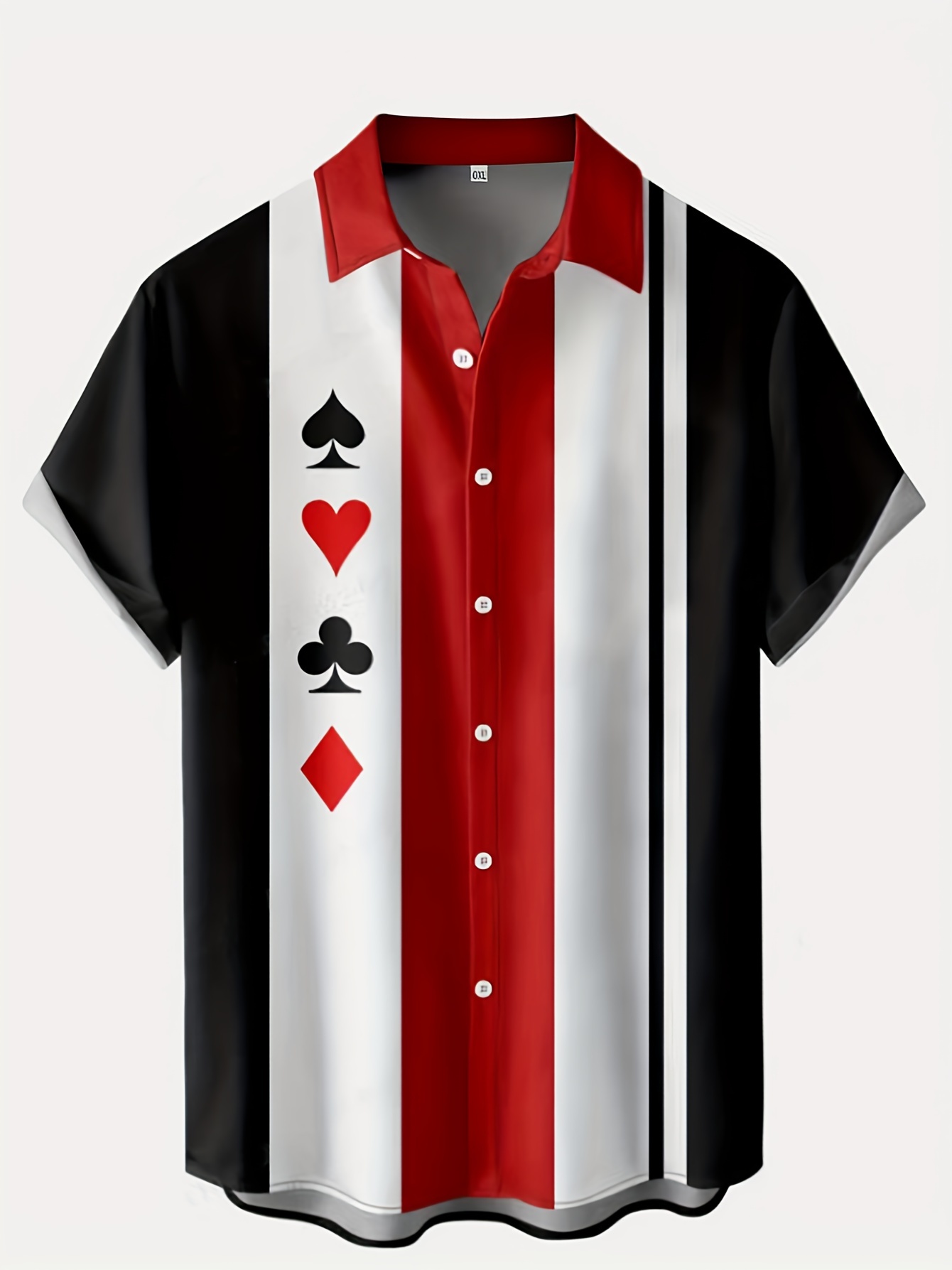trendy poker symbols print mens casual short sleeve shirt mens shirt for summer vacation resort tops for men gift for men details 1
