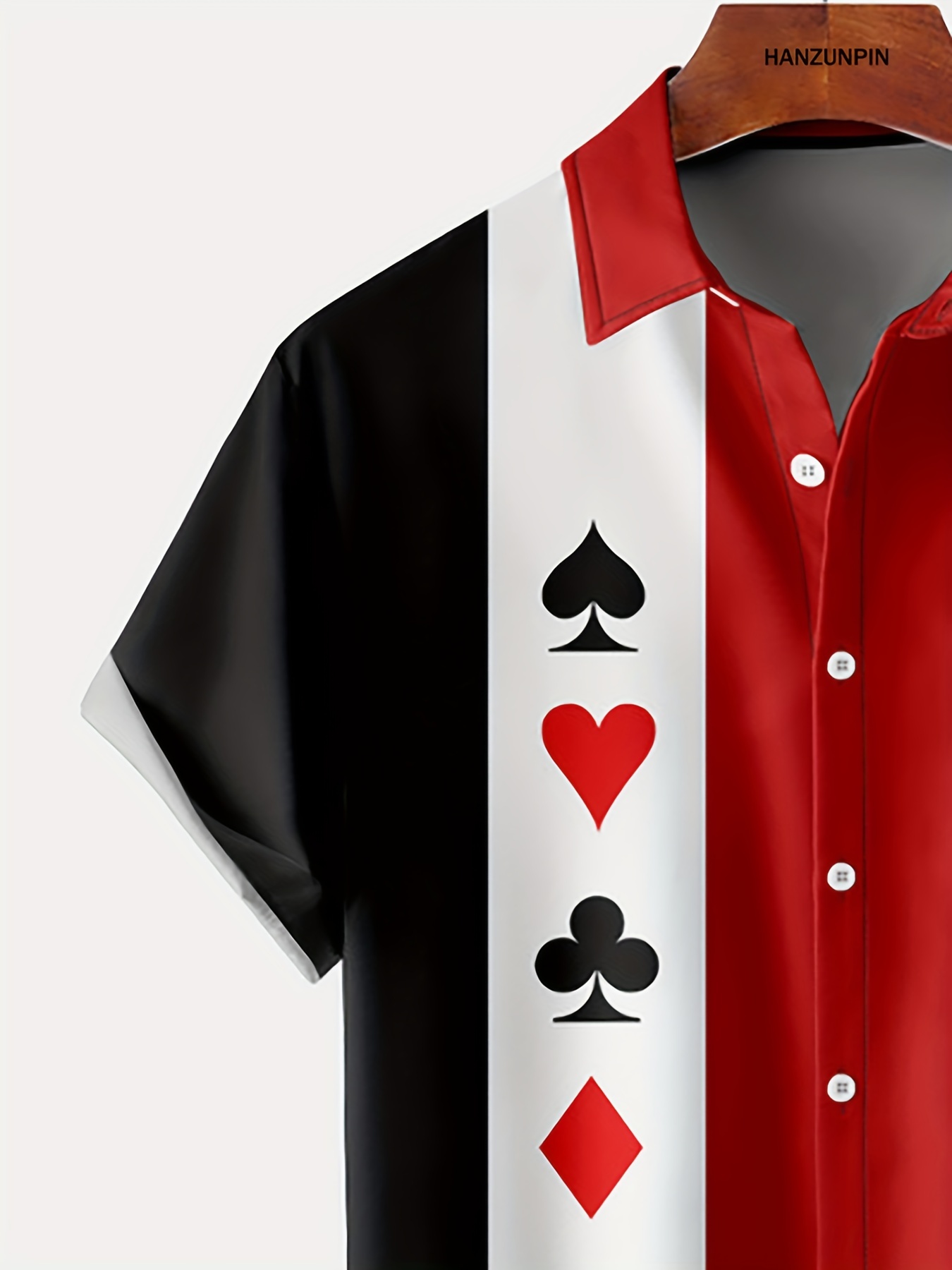 trendy poker symbols print mens casual short sleeve shirt mens shirt for summer vacation resort tops for men gift for men details 3
