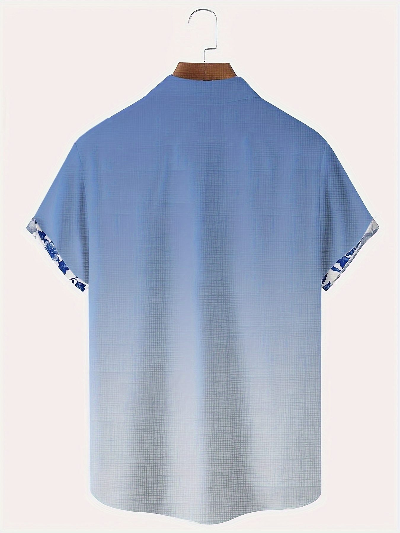 porcelain floral pattern design mens stylish short sleeve lapel shirt with chest pocket summer holiday top details 1