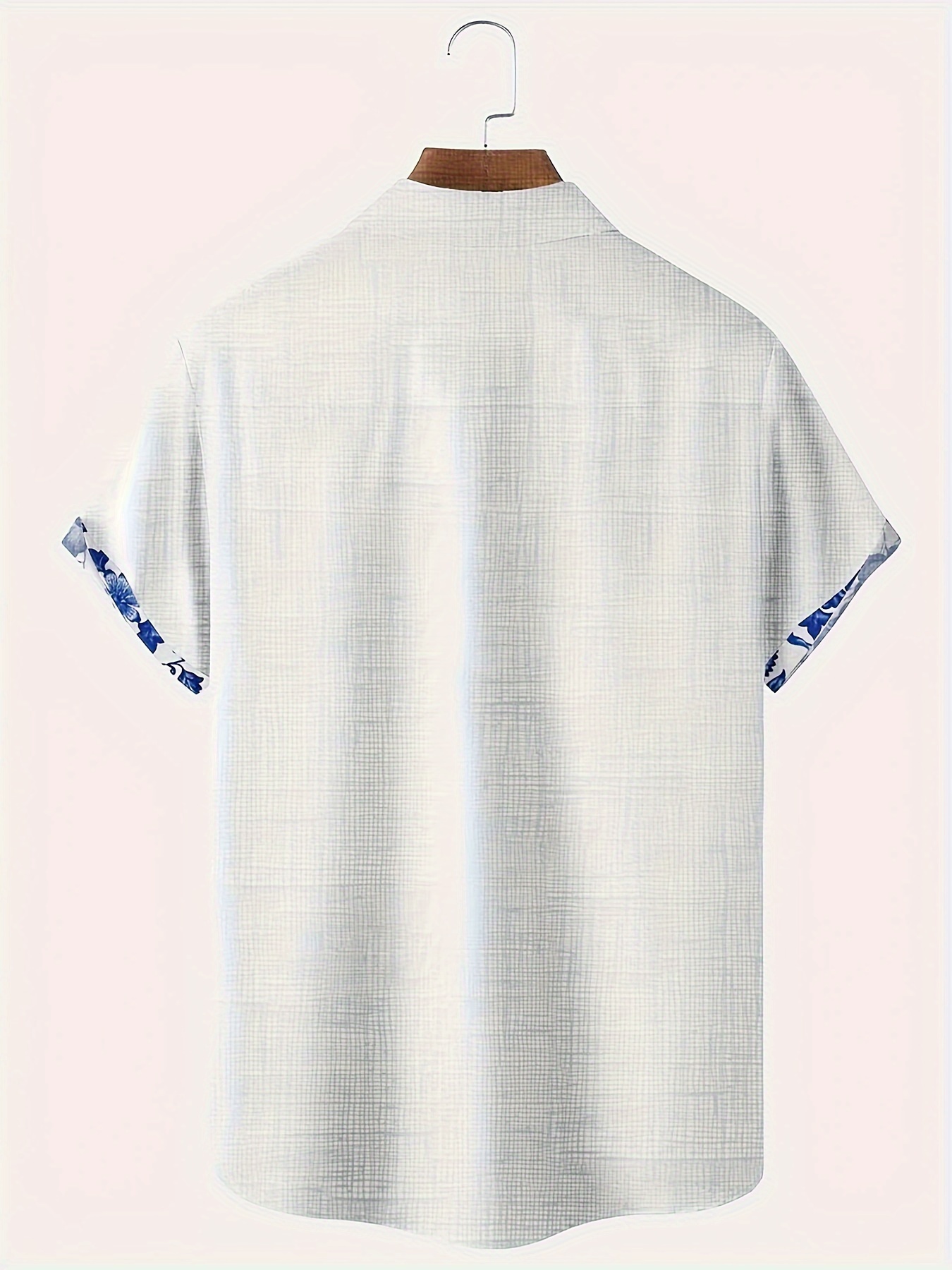 porcelain floral pattern design mens stylish short sleeve lapel shirt with chest pocket summer holiday top details 6