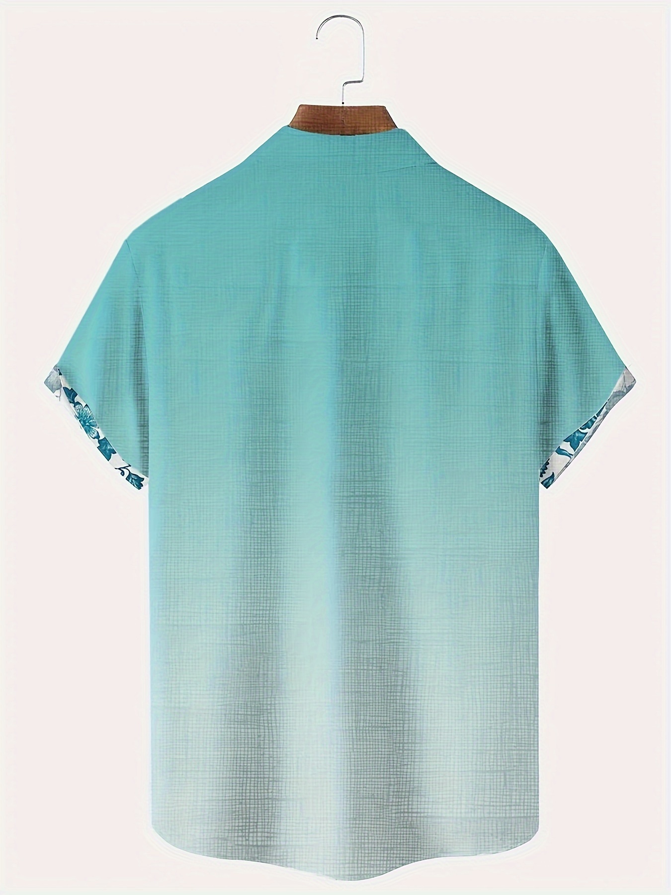 porcelain floral pattern design mens stylish short sleeve lapel shirt with chest pocket summer holiday top details 11