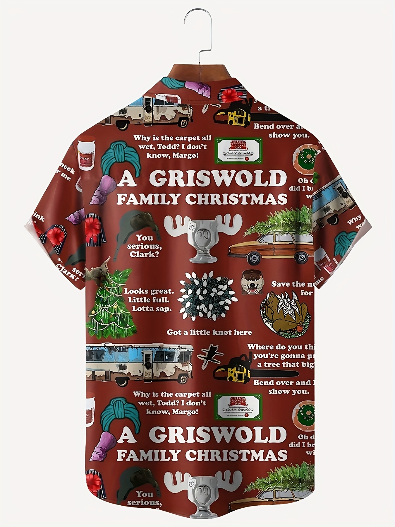 retro comic full print mens christmas themed short sleeve lapel shirt summer holiday top details 0