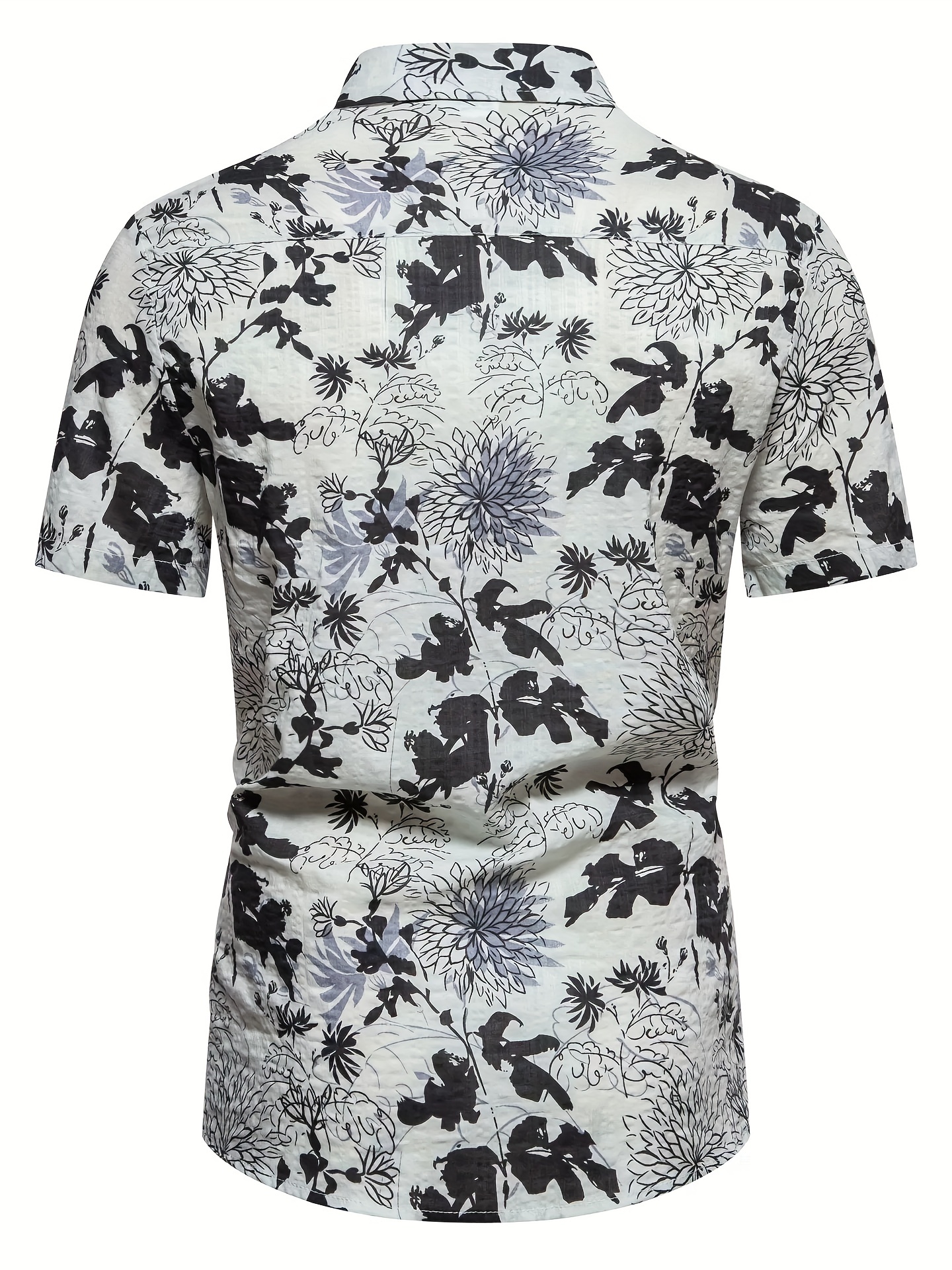 mens casual slim short sleeve shirts with flower for summer details 14