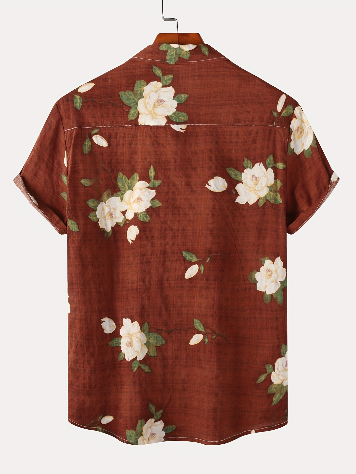 mens casual slim short sleeve shirts with flower for summer details 20