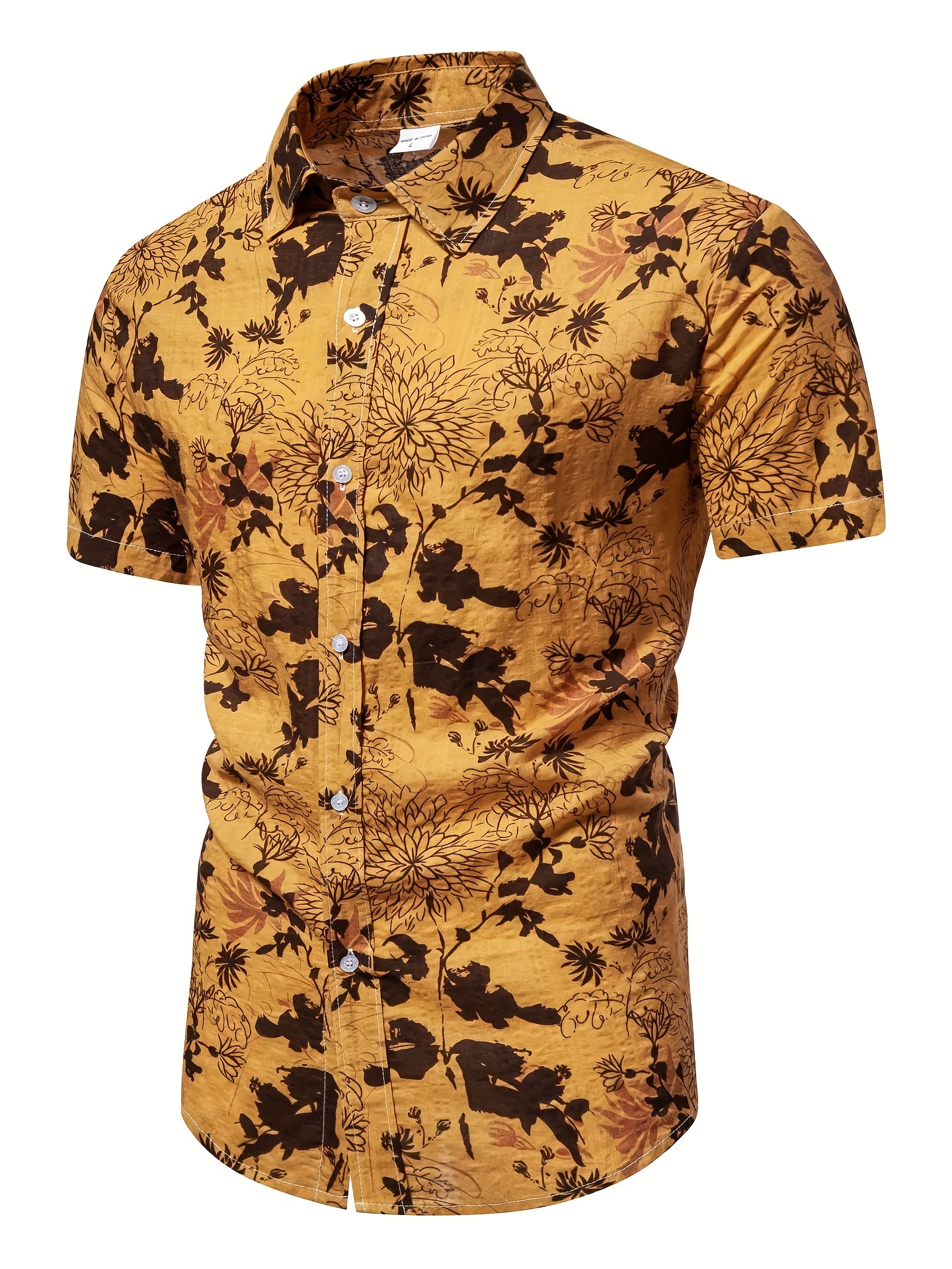 mens casual slim short sleeve shirts with flower for summer details 45