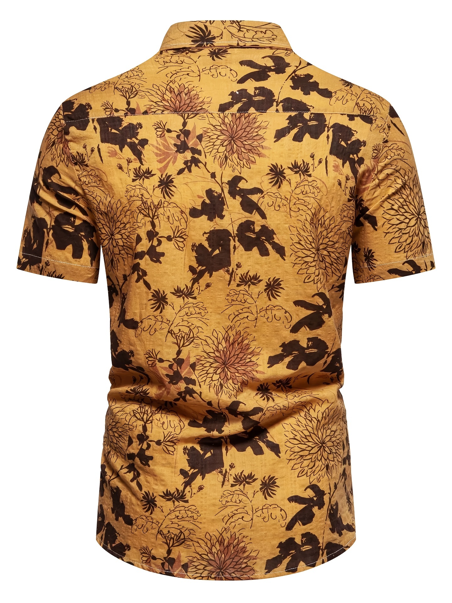 mens casual slim short sleeve shirts with flower for summer details 51